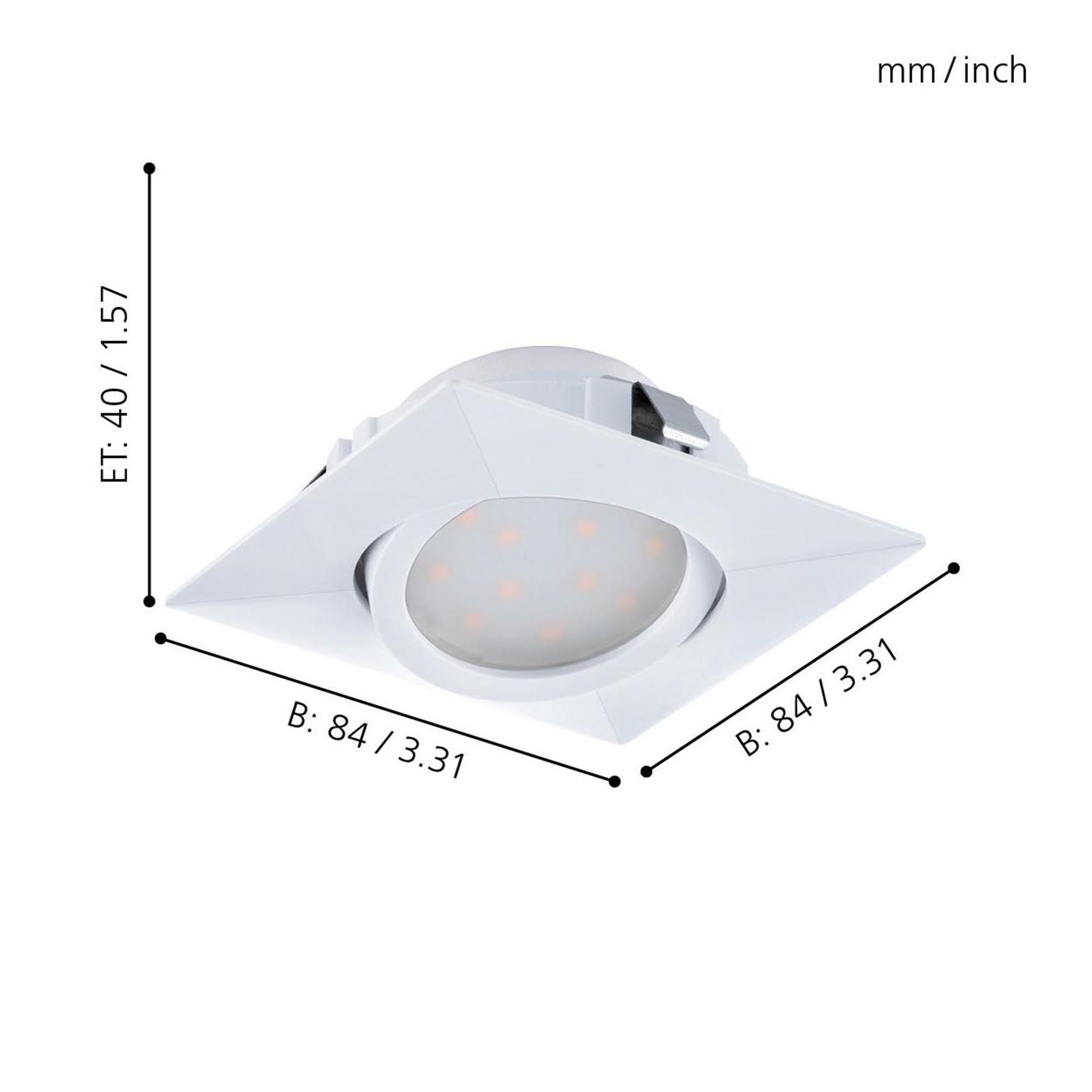 Spot à encastrer métal blanc PINEDA carré LED INT 3X4,9W