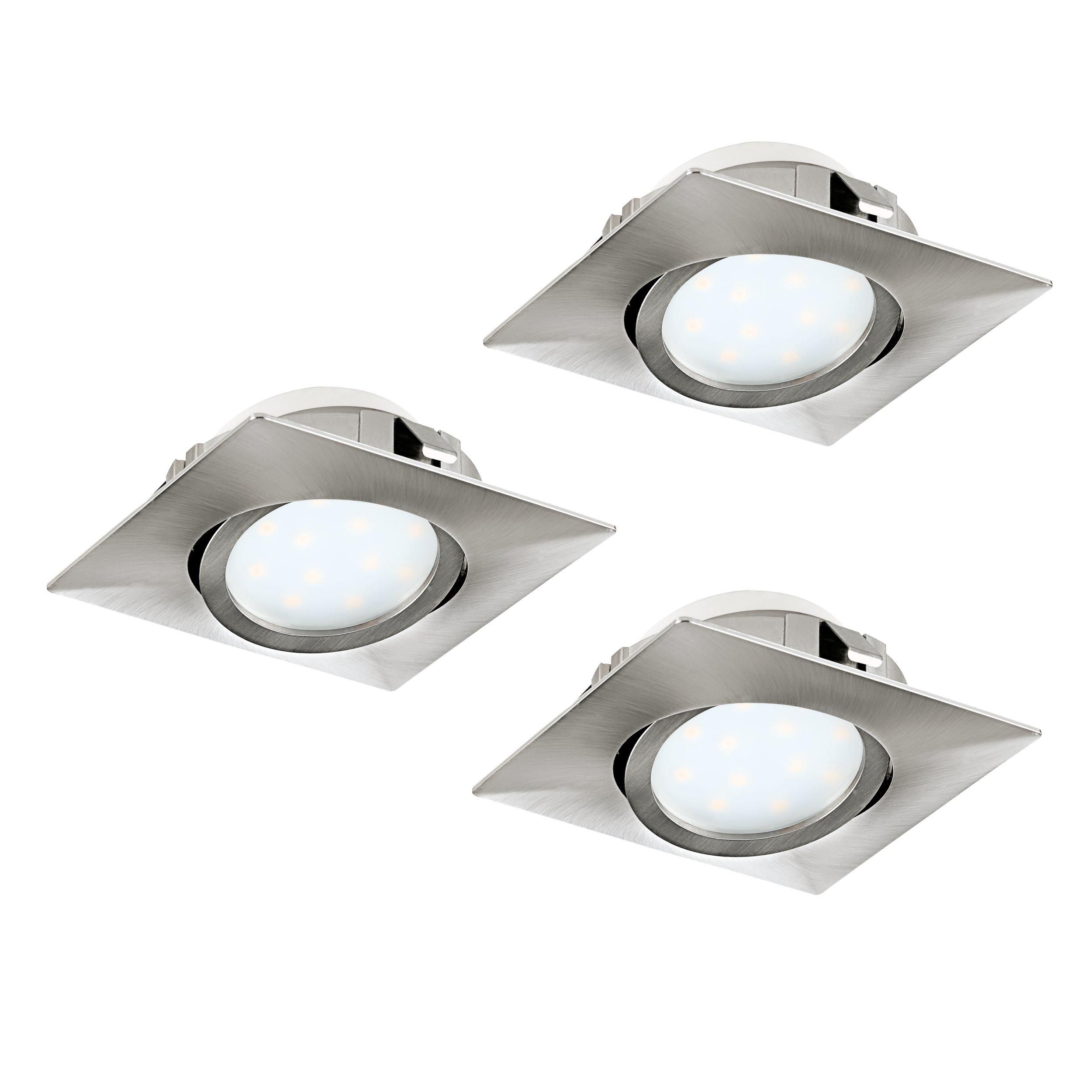 Spot à encastrer métal nickel PINEDA carré LED INT 3X4,9W