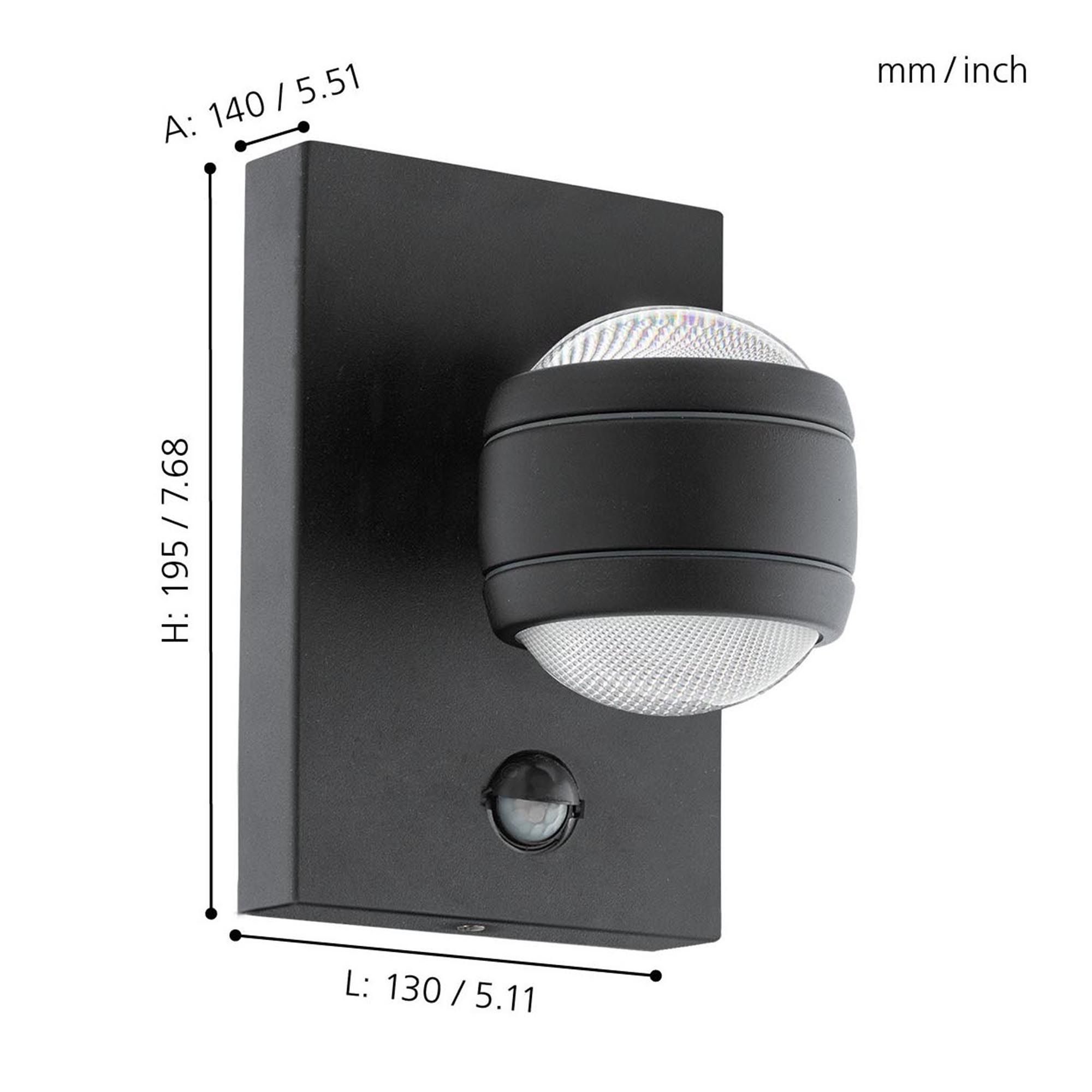 Applique extérieure métal noir SESIMBA 1 LED INT 2X3,7W