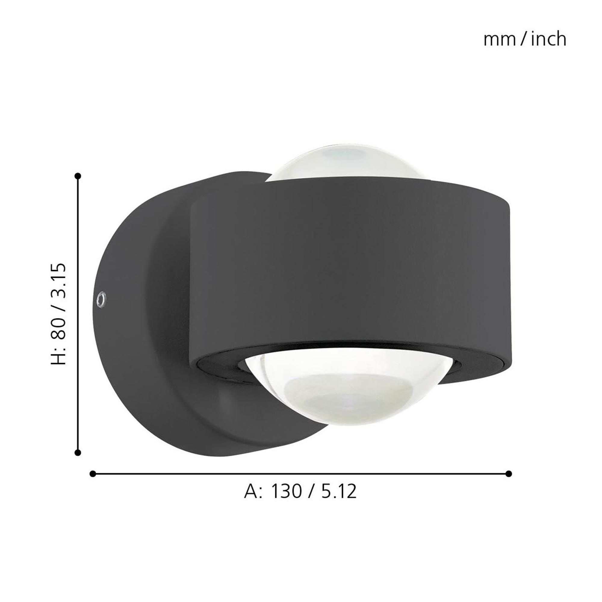 Applique murale métal anthracite ONO 2 LED INT 2X2,5W