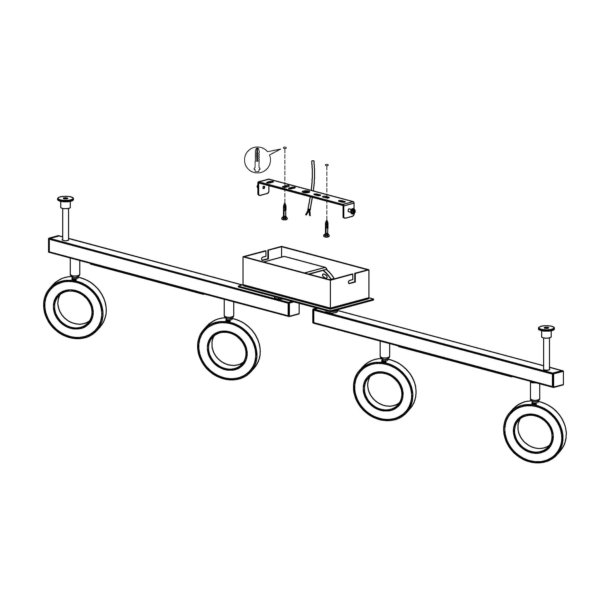 Spot de plafond réglette/plaf métal gris CARDILLIO 1 LED INT 4X3,2W