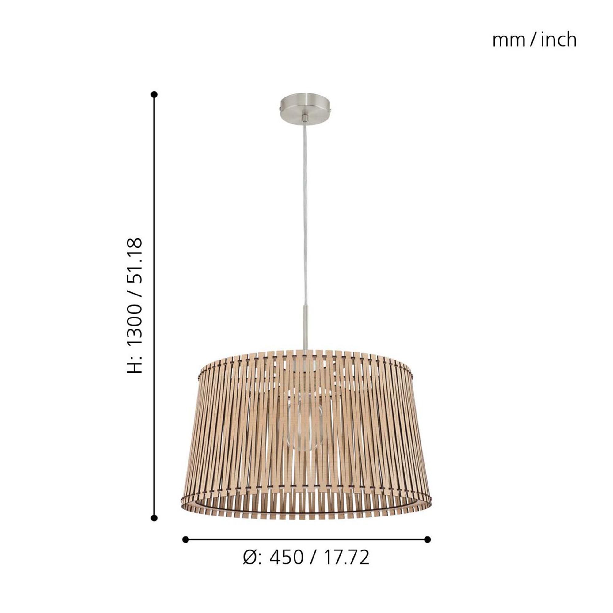 Suspension bois naturel SENDERO E27 1X60W