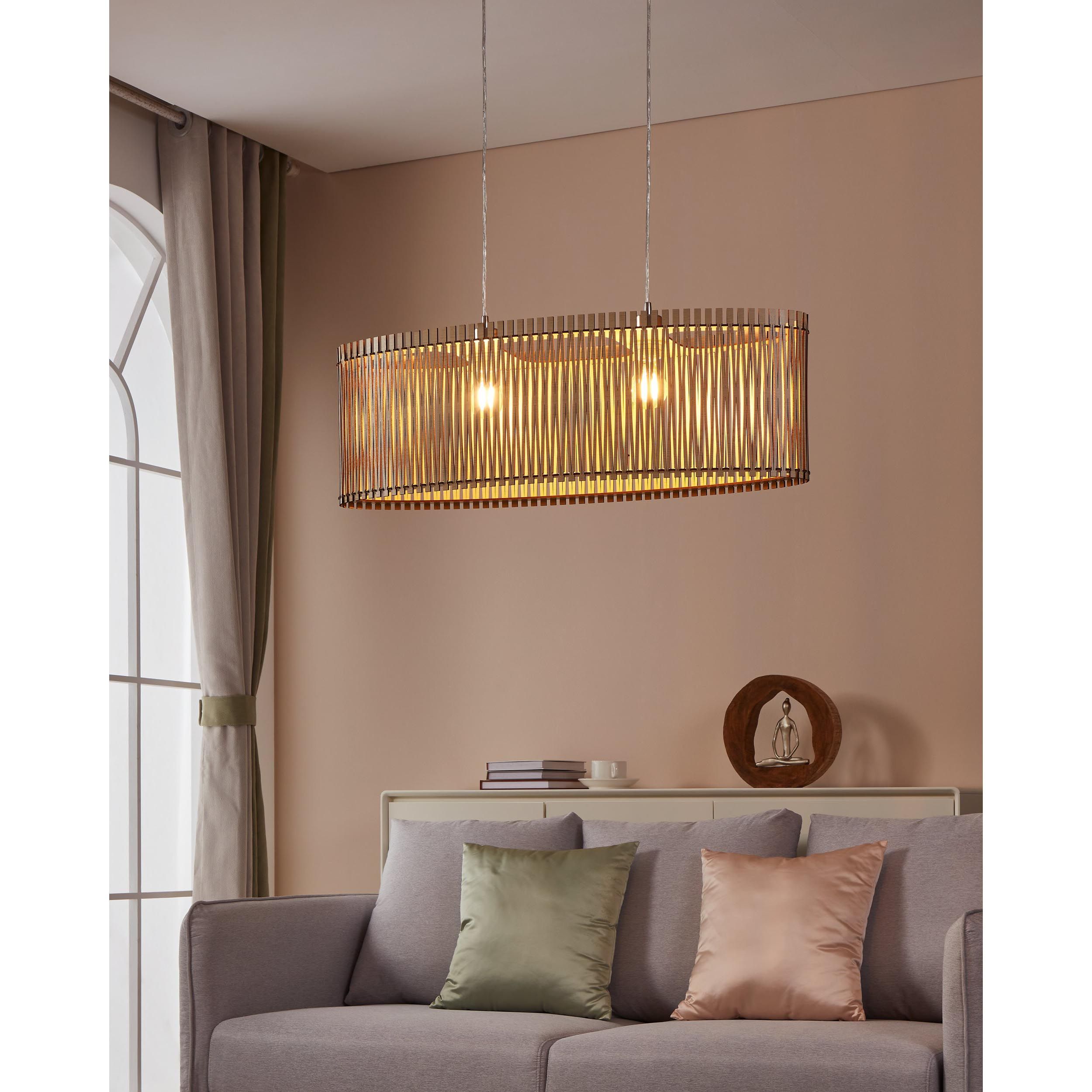 Suspension bois naturel SENDERO E27 2X60W