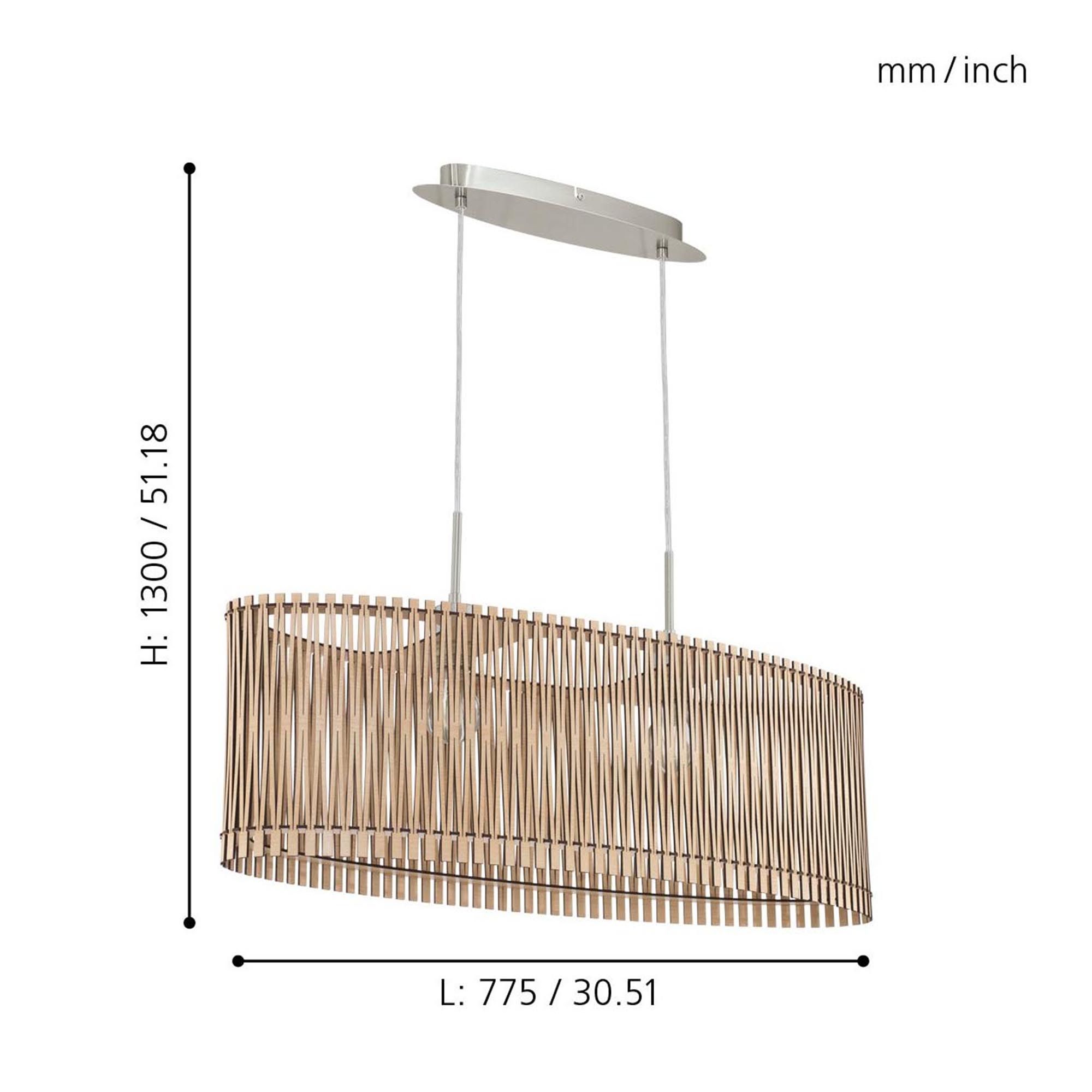 Suspension bois naturel SENDERO E27 2X60W