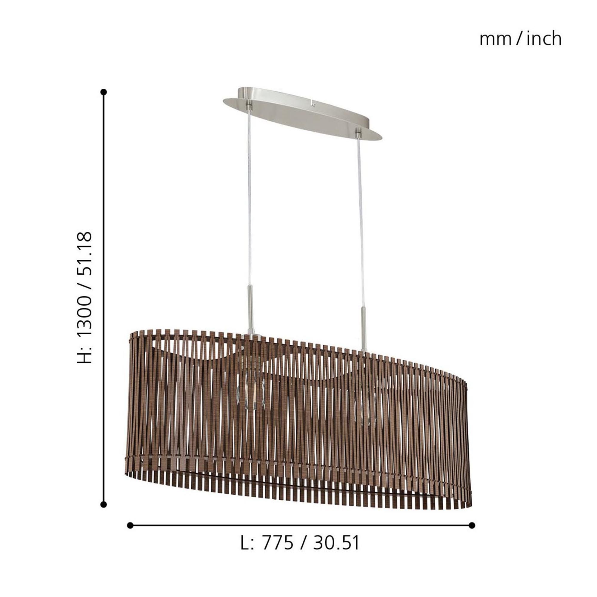 Suspension bois marron SENDERO E27 2X60W