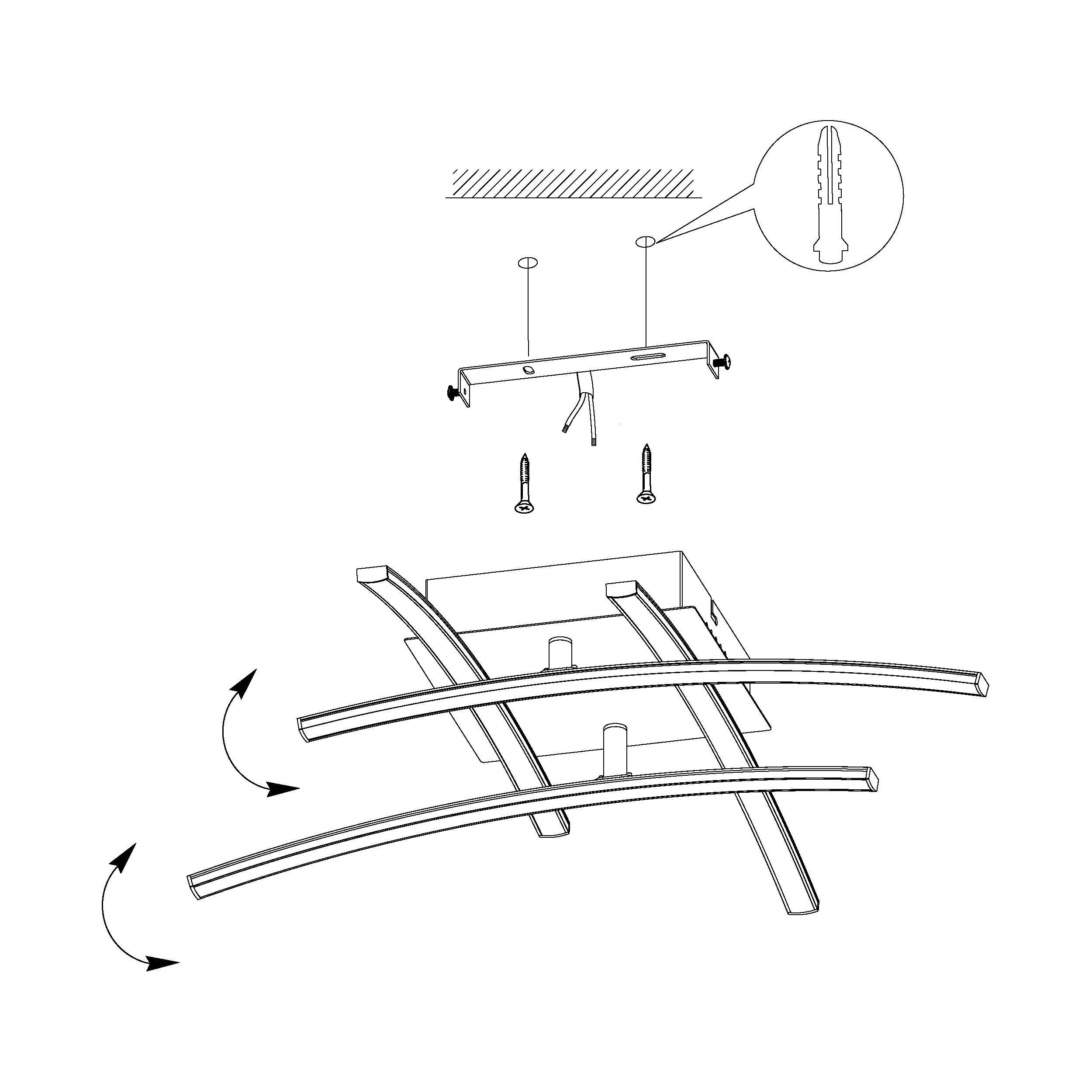 Plafonnier métal argenté NEVADO LED INT 2X18W