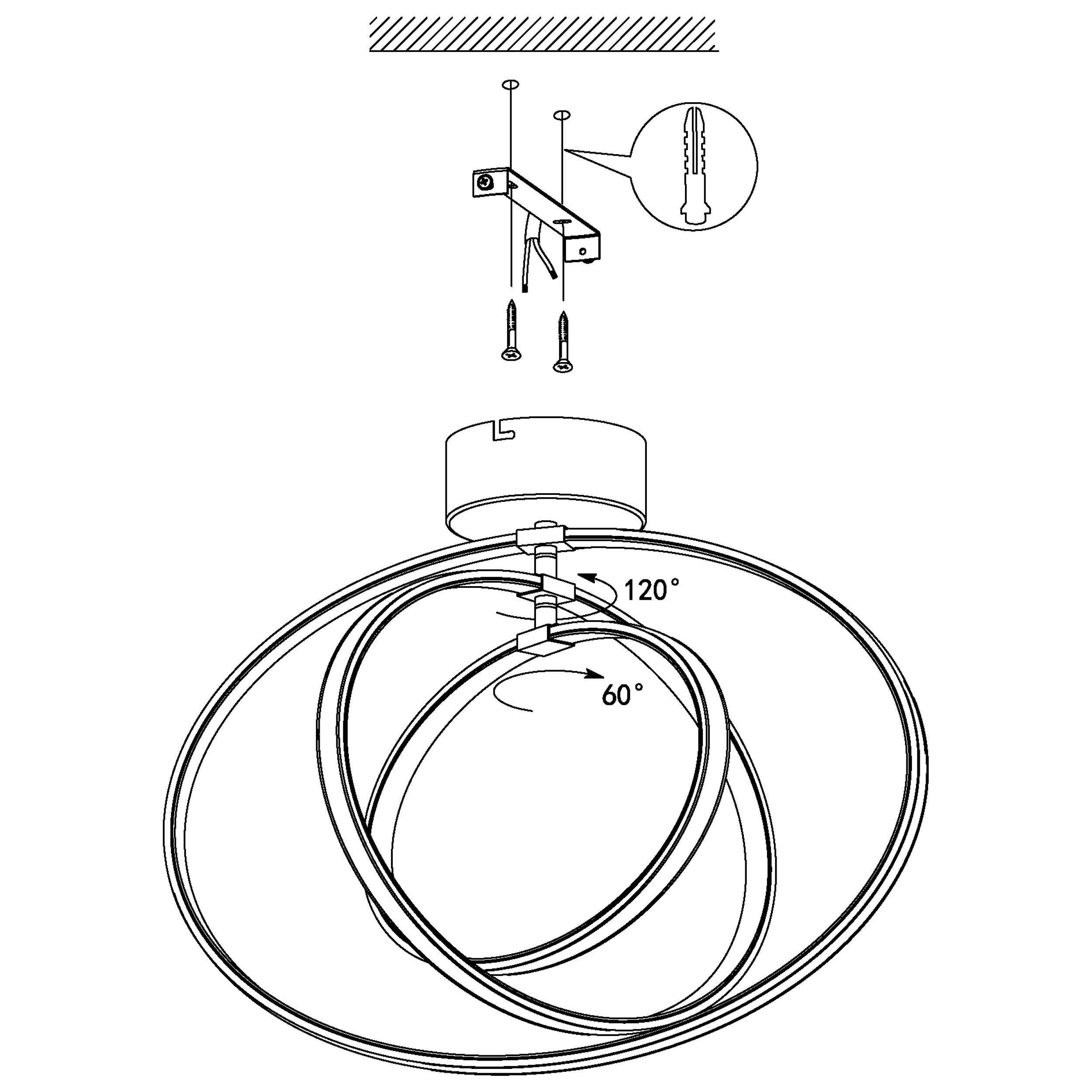 Plafonnier métal argenté SELVINA LED INT 2X28W