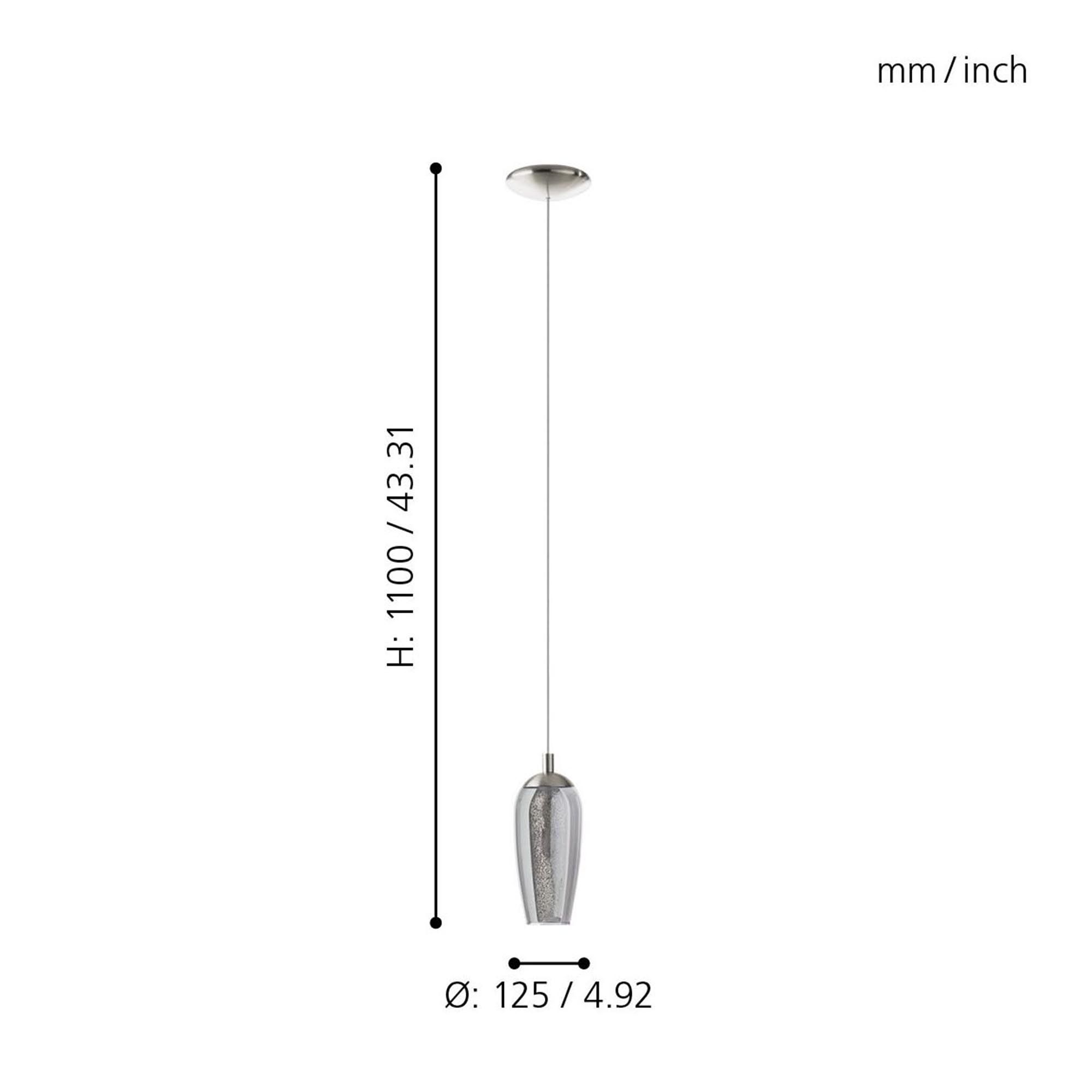 Suspension verre nickel mat FARSALA G9 1X3W