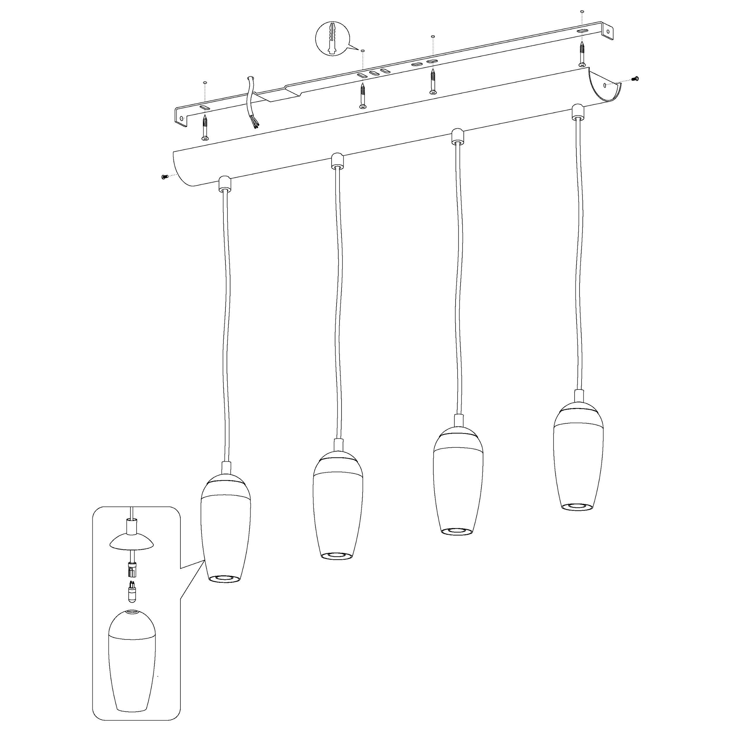 Suspension verre nickel mat FARSALA G9 4X3W