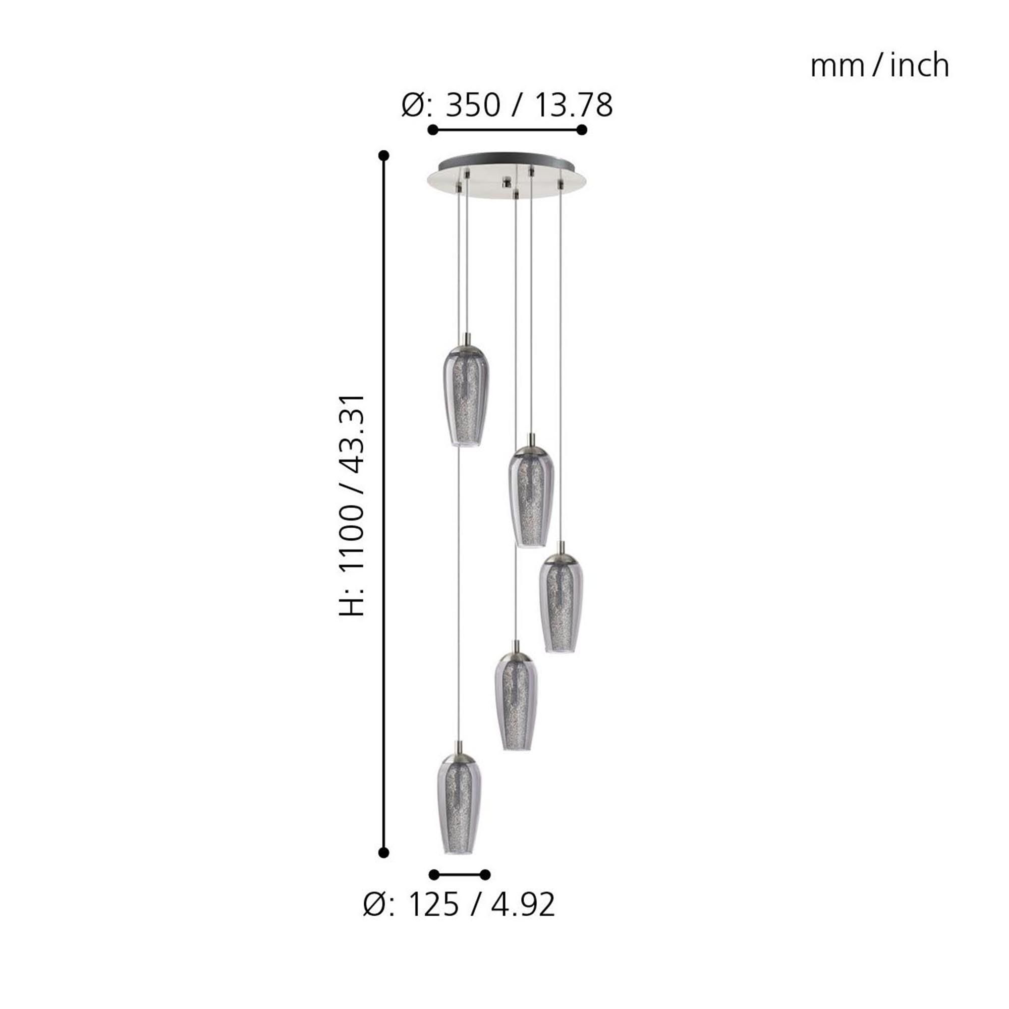 Suspension verre nickel mat FARSALA G9 5X3W