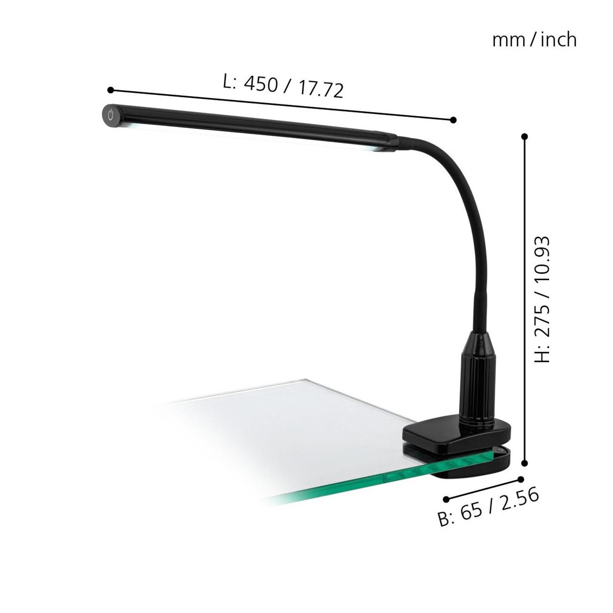 Lampe de bureau en plastique noir LAROA LED INT 4,2W