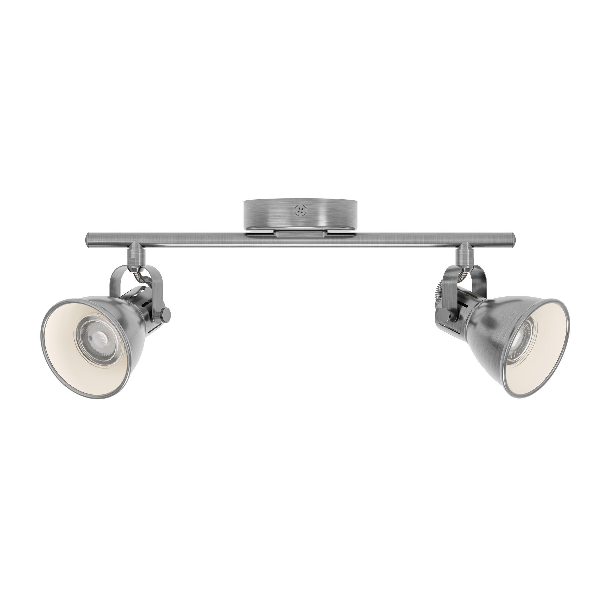 Spot de plafond réglette/plaf métal argenté SERAS GU10 2X3W