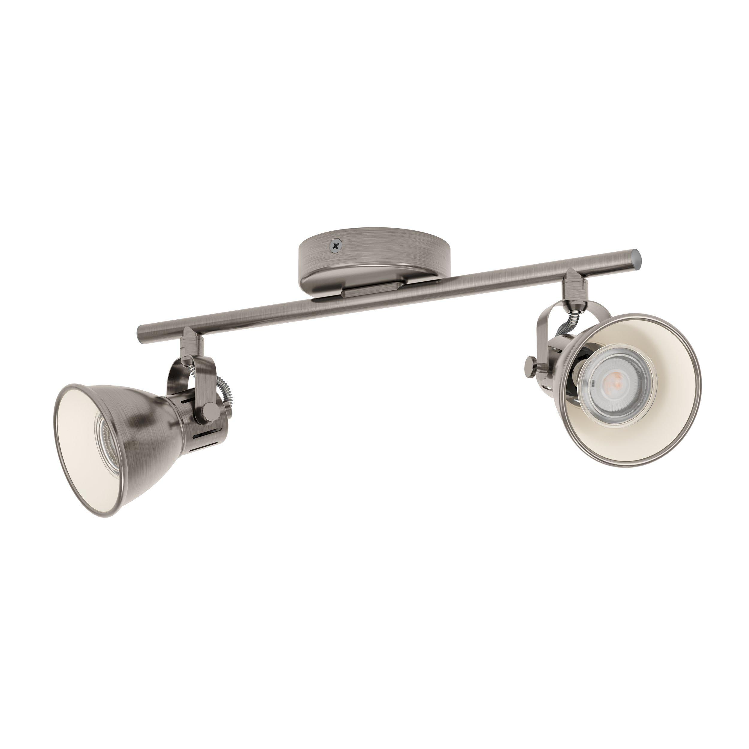 Spot de plafond réglette/plaf métal argenté SERAS GU10 2X3W