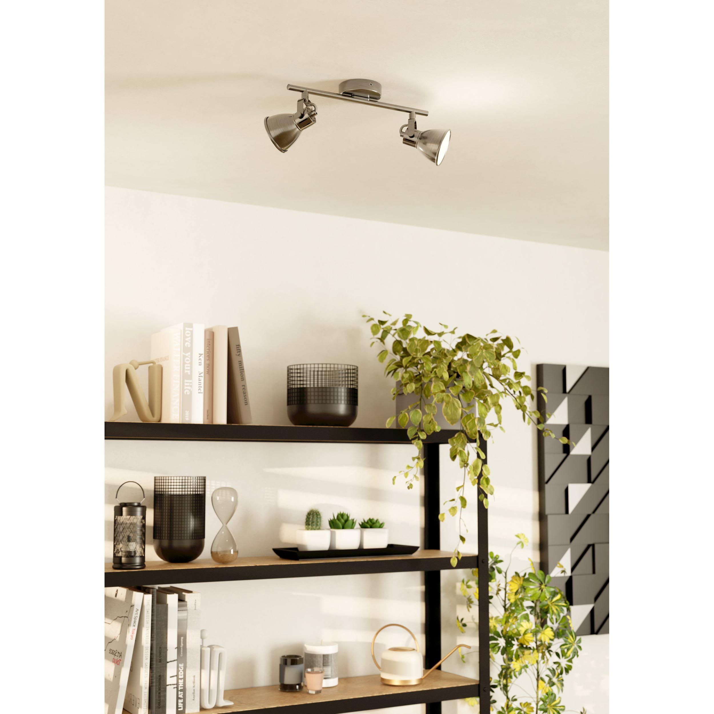 Spot de plafond réglette/plaf métal argenté SERAS GU10 2X3W