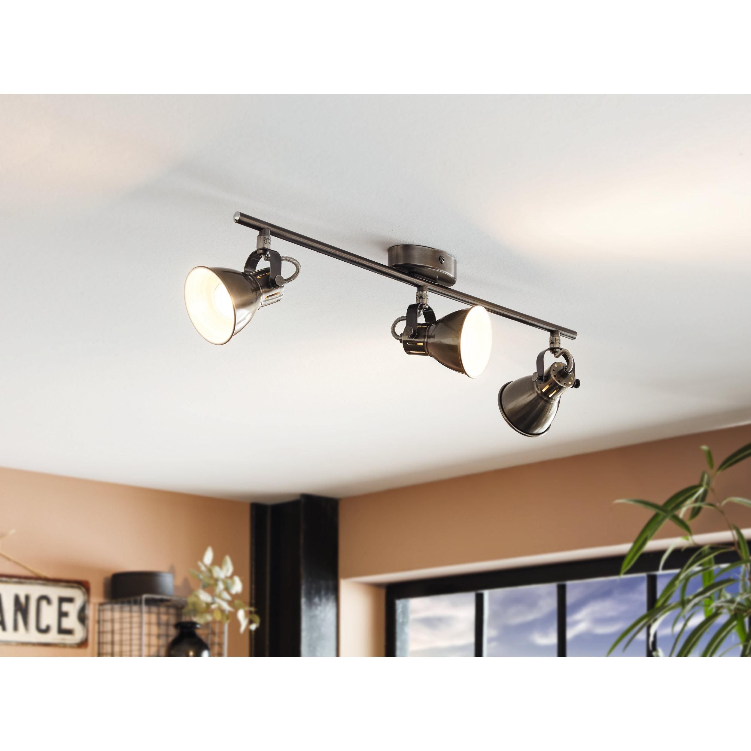 Spot de plafond réglette/plaf métal argenté SERAS GU10 3X3W