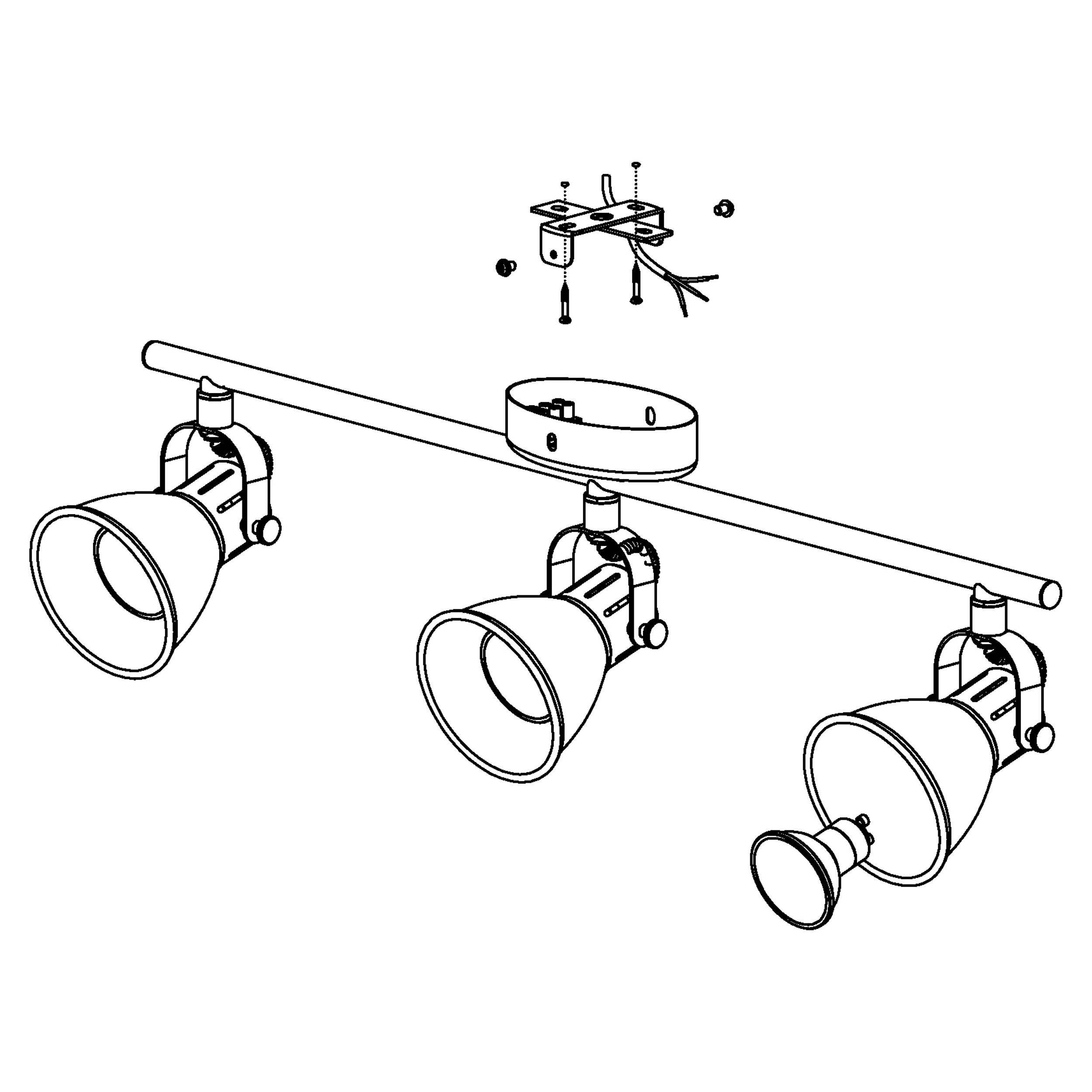 Spot de plafond réglette/plaf métal argenté SERAS GU10 3X3W