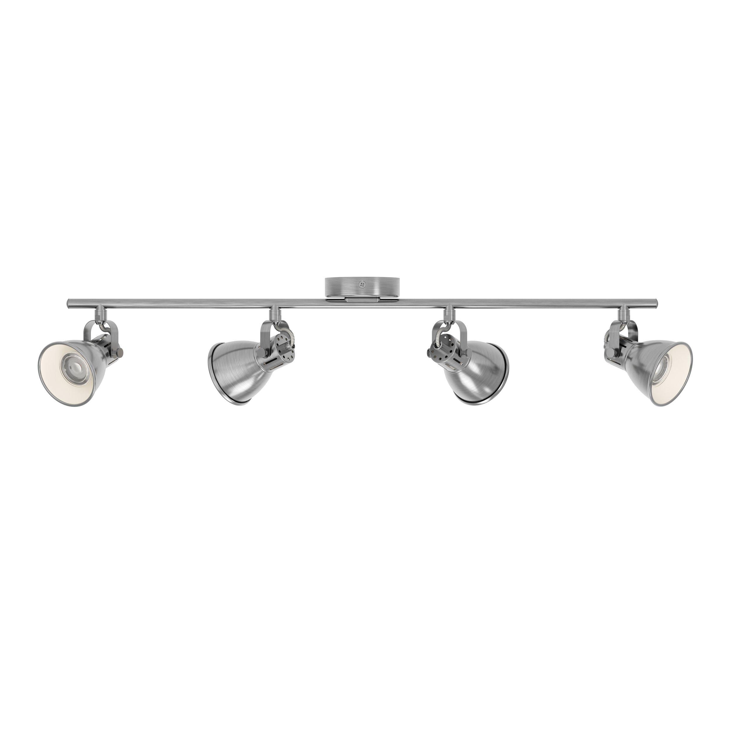 Spot de plafond réglette/plaf métal argenté SERAS GU10 4X3W