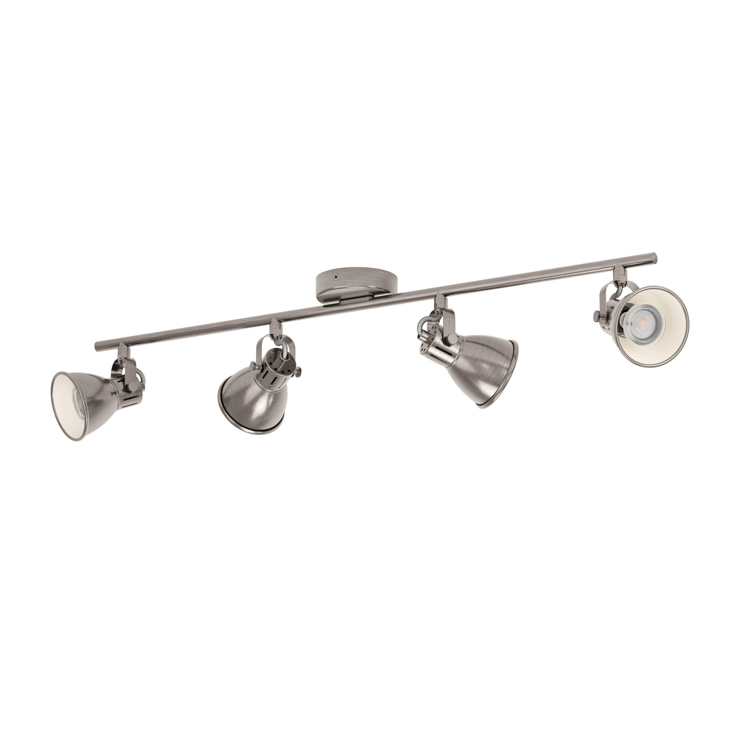 Spot de plafond réglette/plaf métal argenté SERAS GU10 4X3W