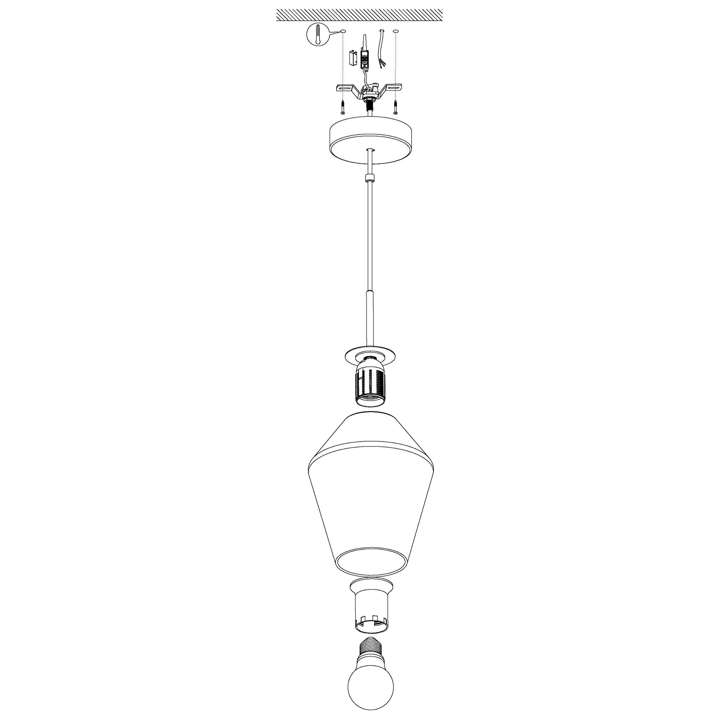 Suspension verre fume MURMILLO E27 1X28W