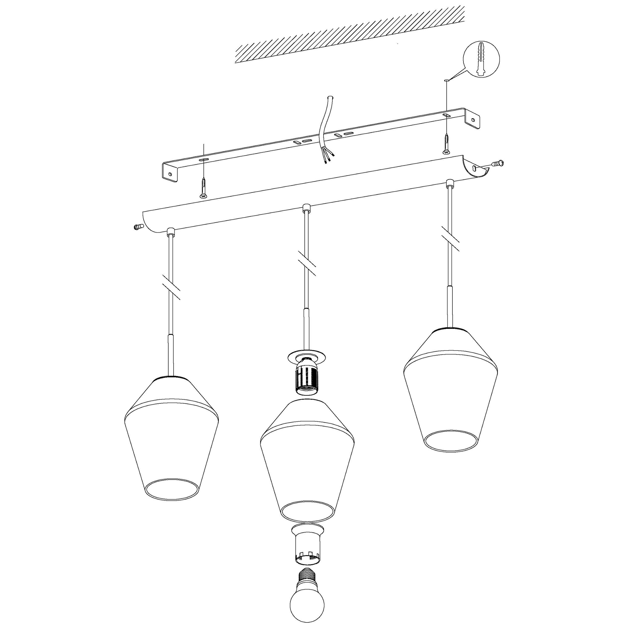 Suspension verre fume MURMILLO E27 3X28W