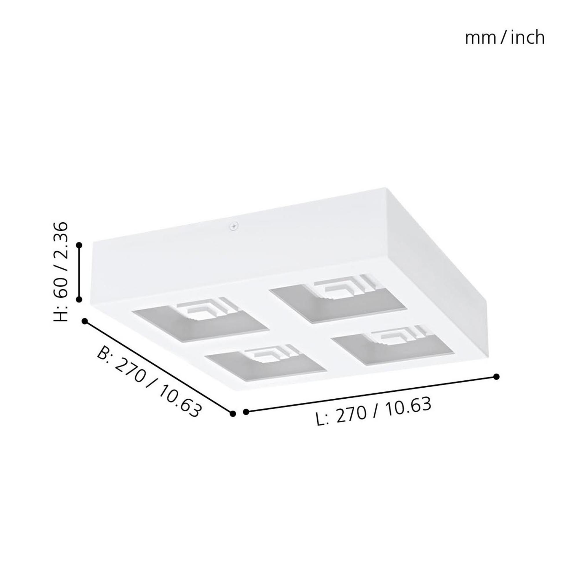 Plafonnier métal blanc FERREROS LED INT 4X6,3W