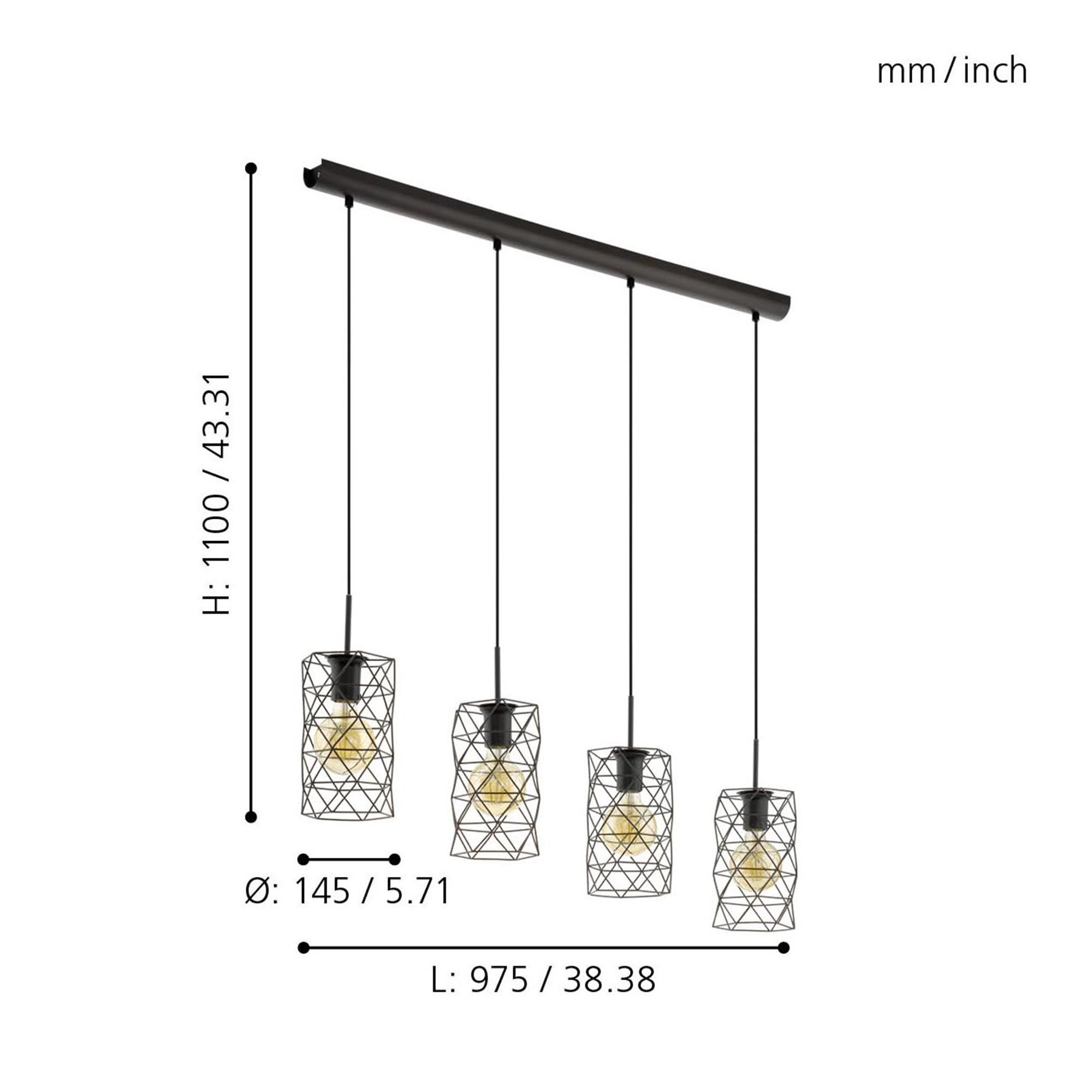 Suspension métal marron ESTEVAU E27 4X60W