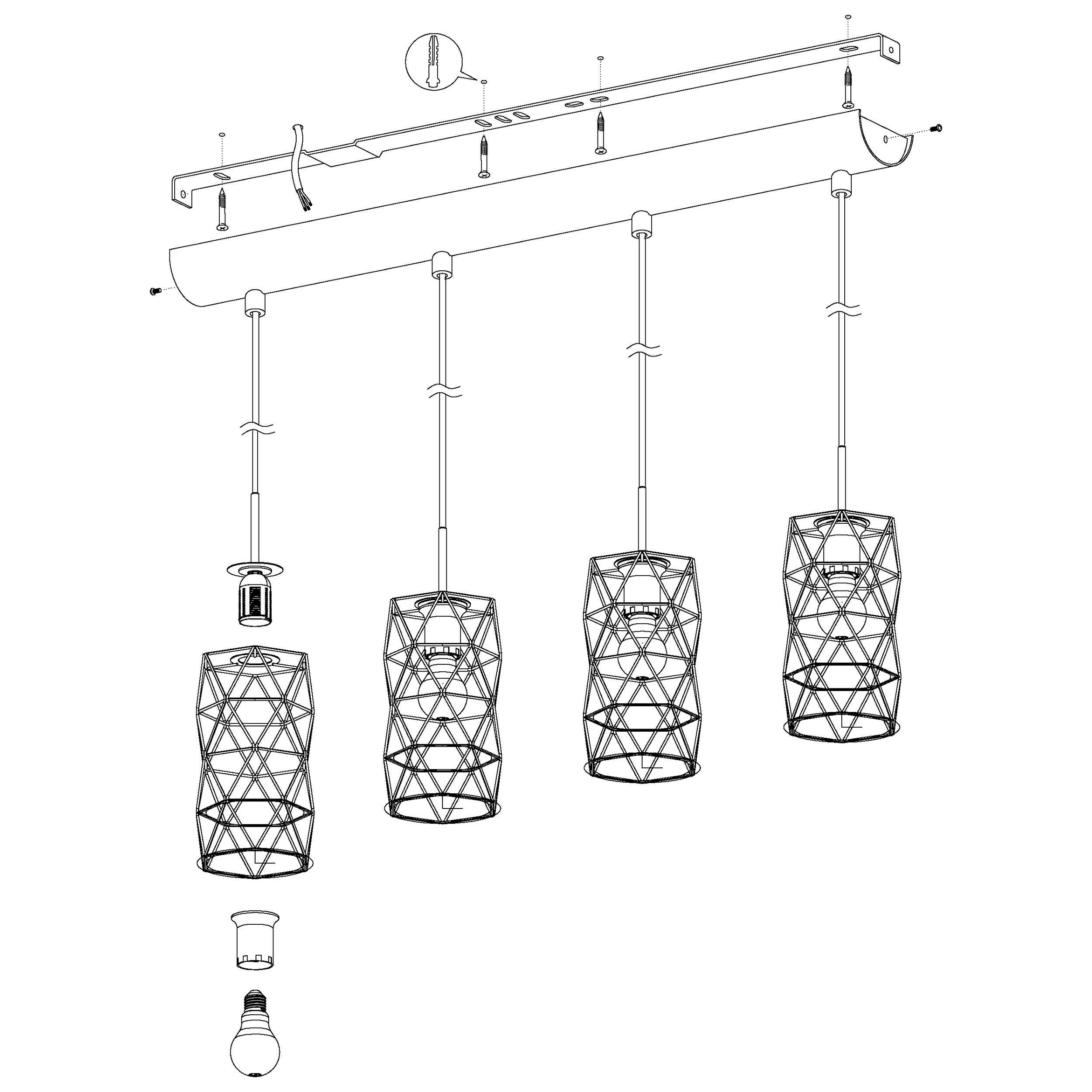 Suspension métal marron ESTEVAU E27 4X60W