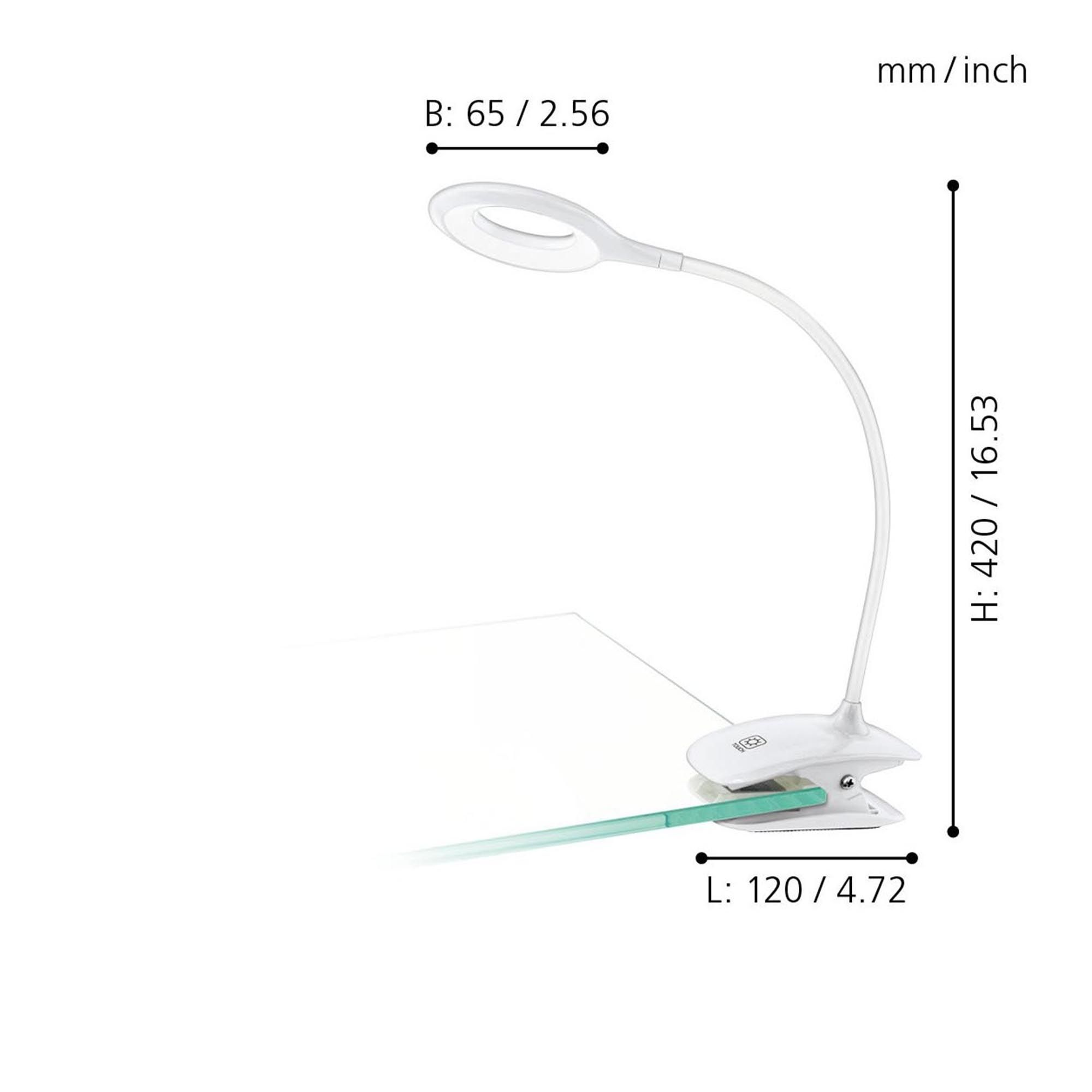 Lampe de bureau pince en plastique blanc CABADO LED INT 1,6W