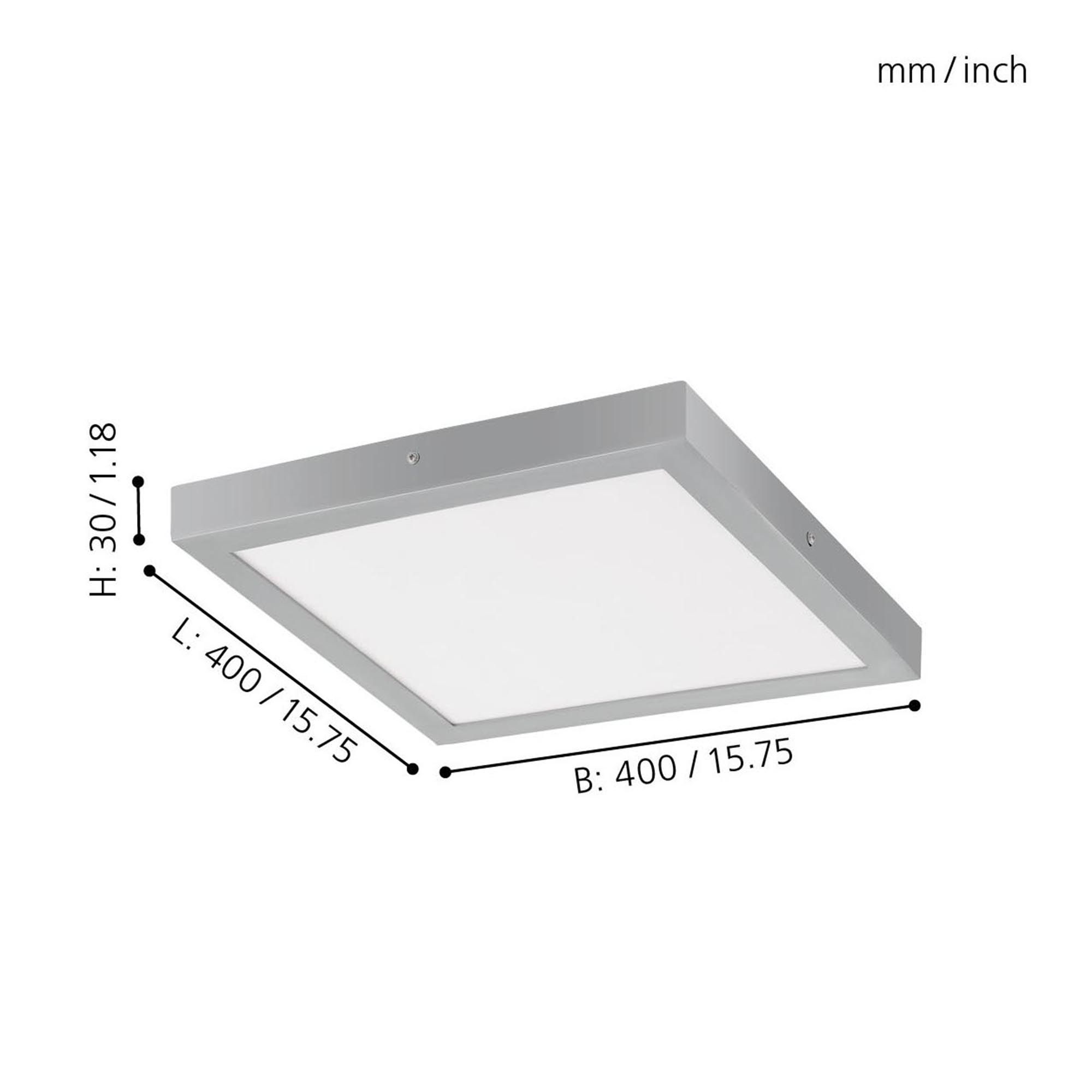 Plafonnier plastique argenté FUEVA 1 Carré 40X40CM LED INT 1X22W