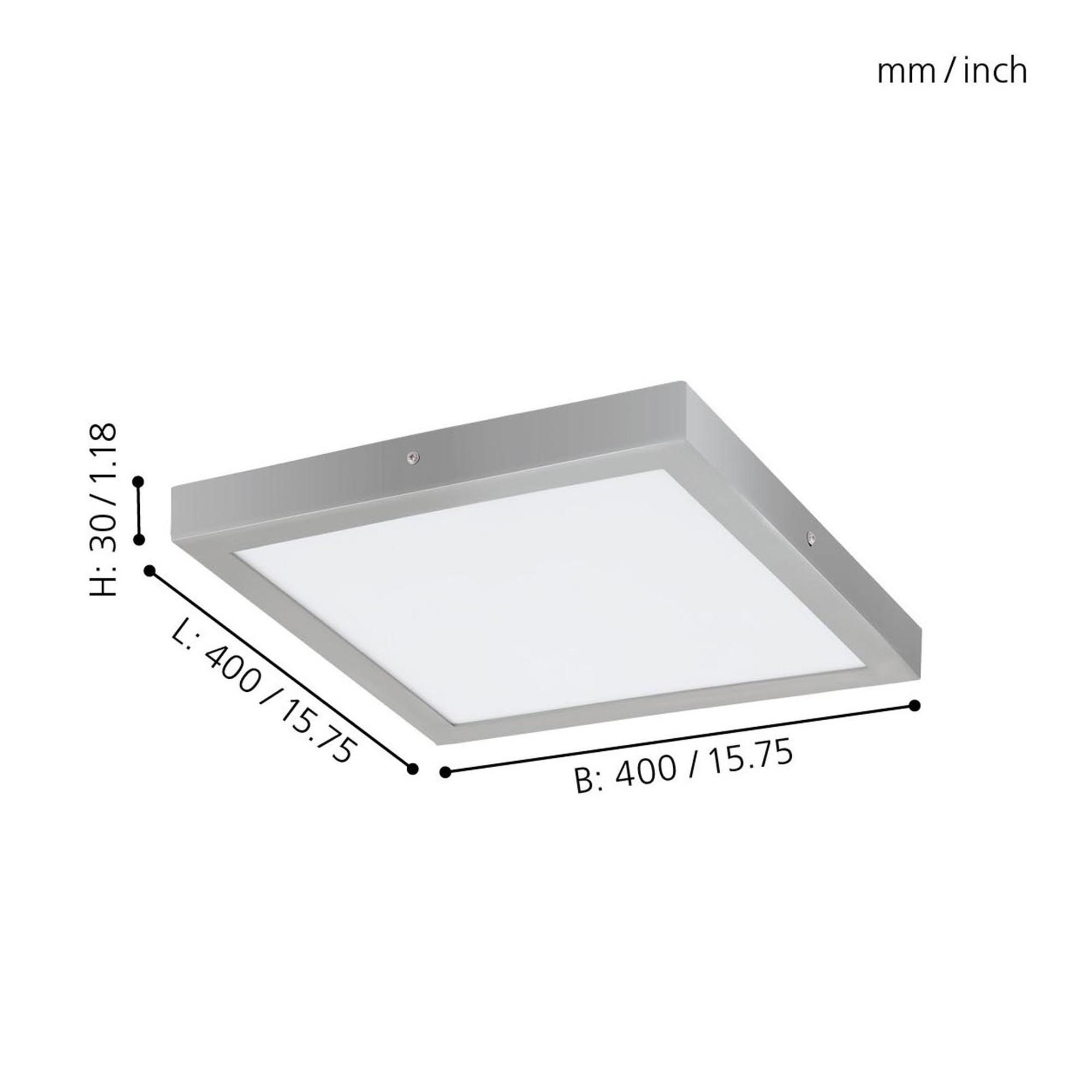 Plafonnier plastique argenté FUEVA 1 40X40CM LED INT 1X22W