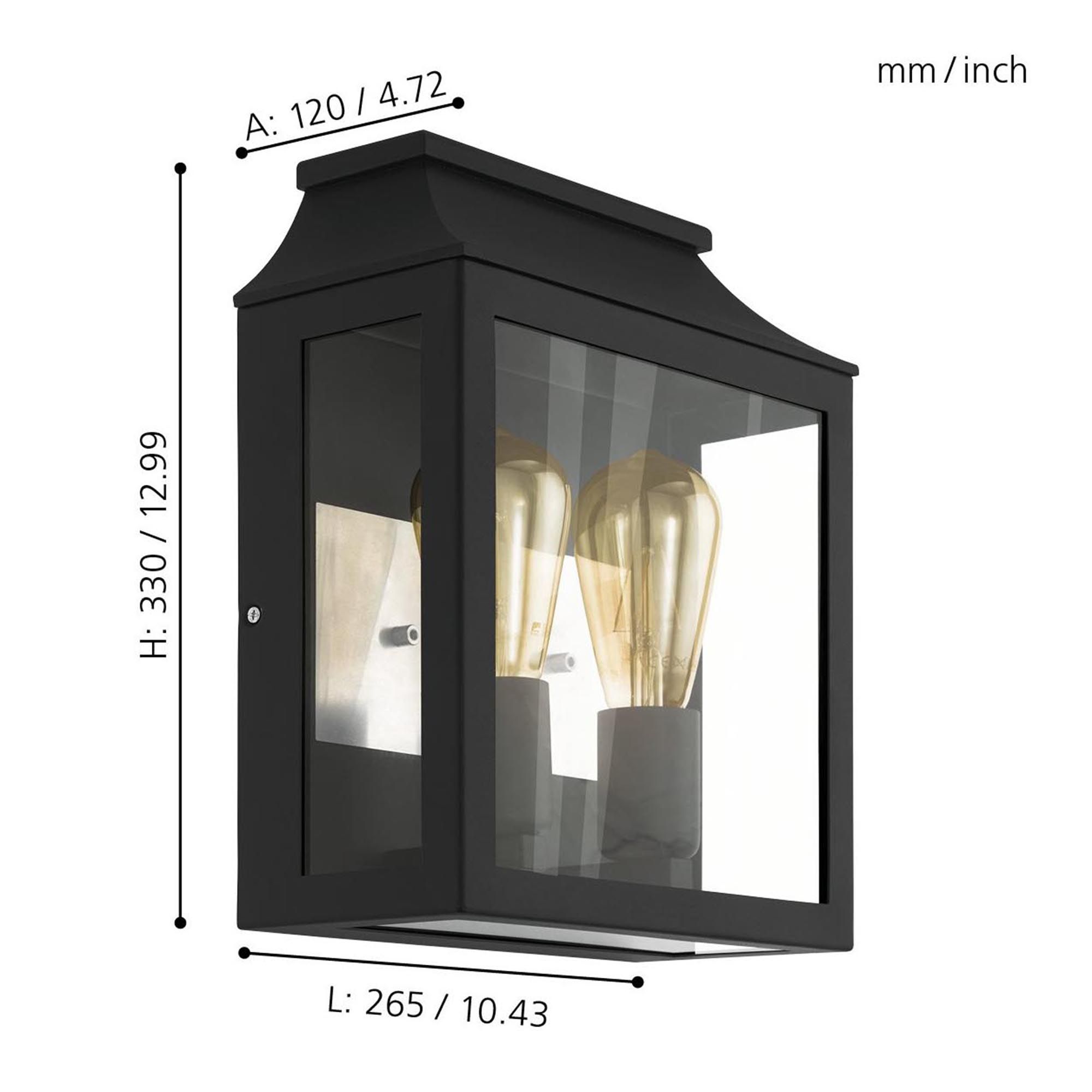 Applique extérieure métal noir SONCINO E27 2X60W