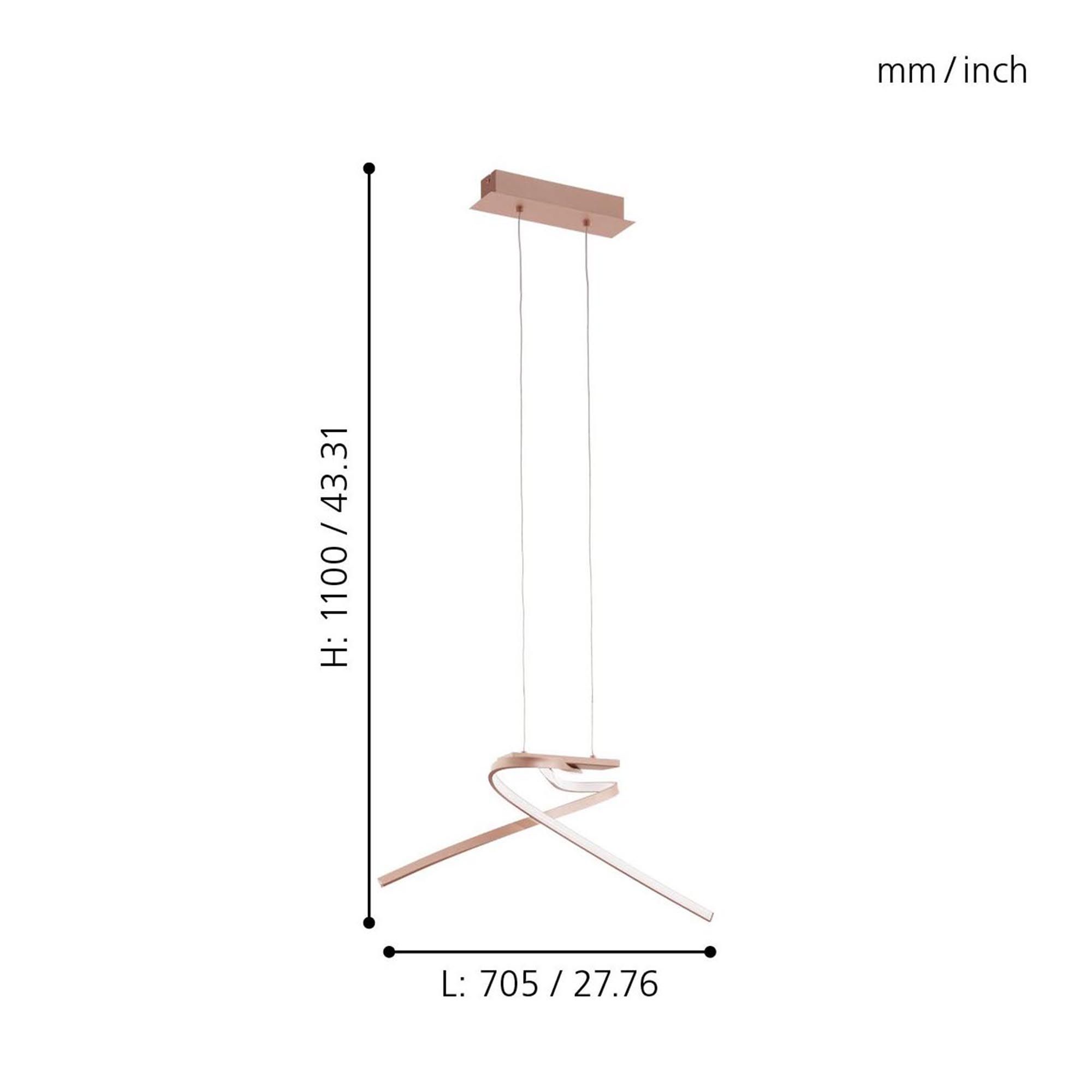 Suspension métal rose PALOZZA LED INT 1X19W