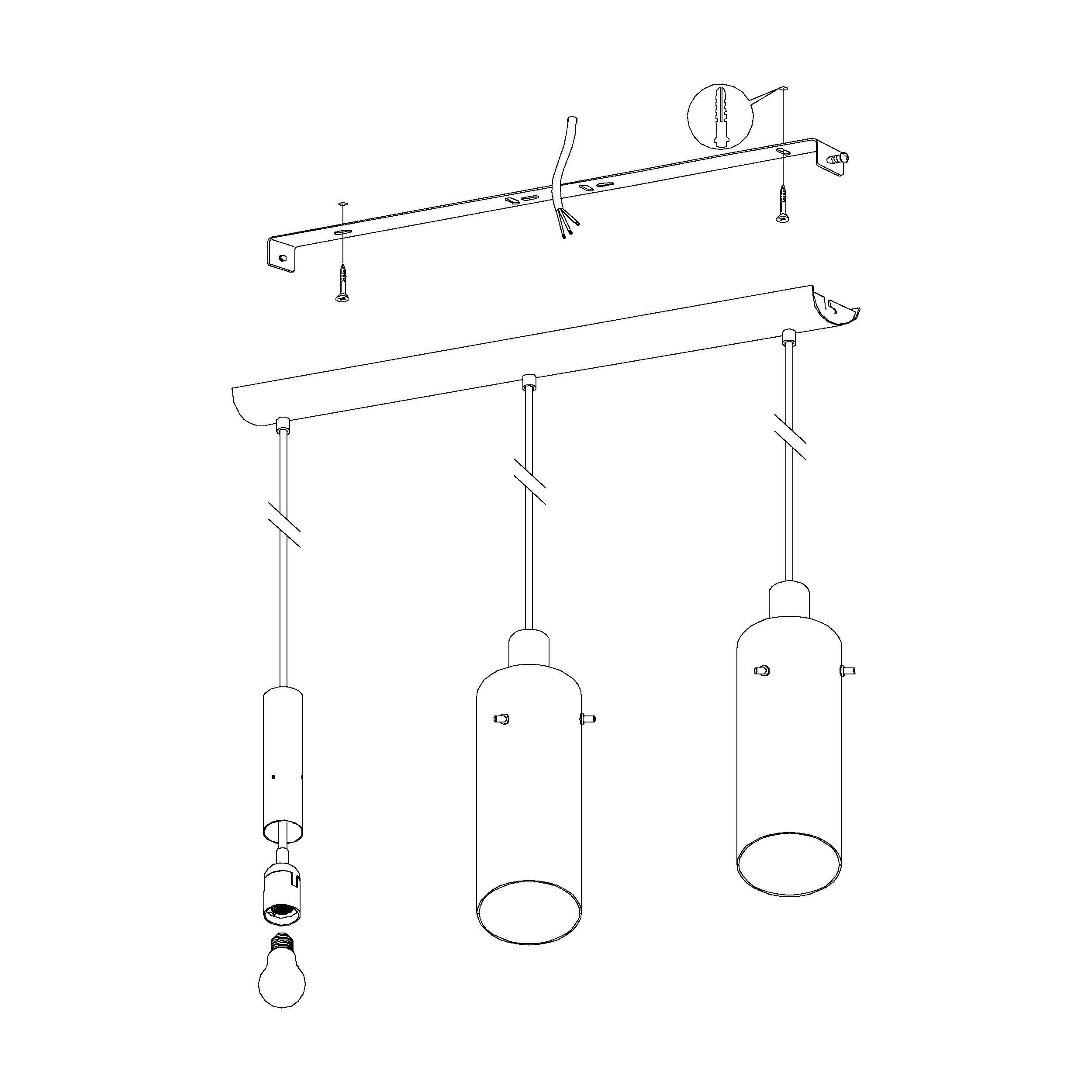 Suspension verre trspt MONTEFINO E27 3X60W