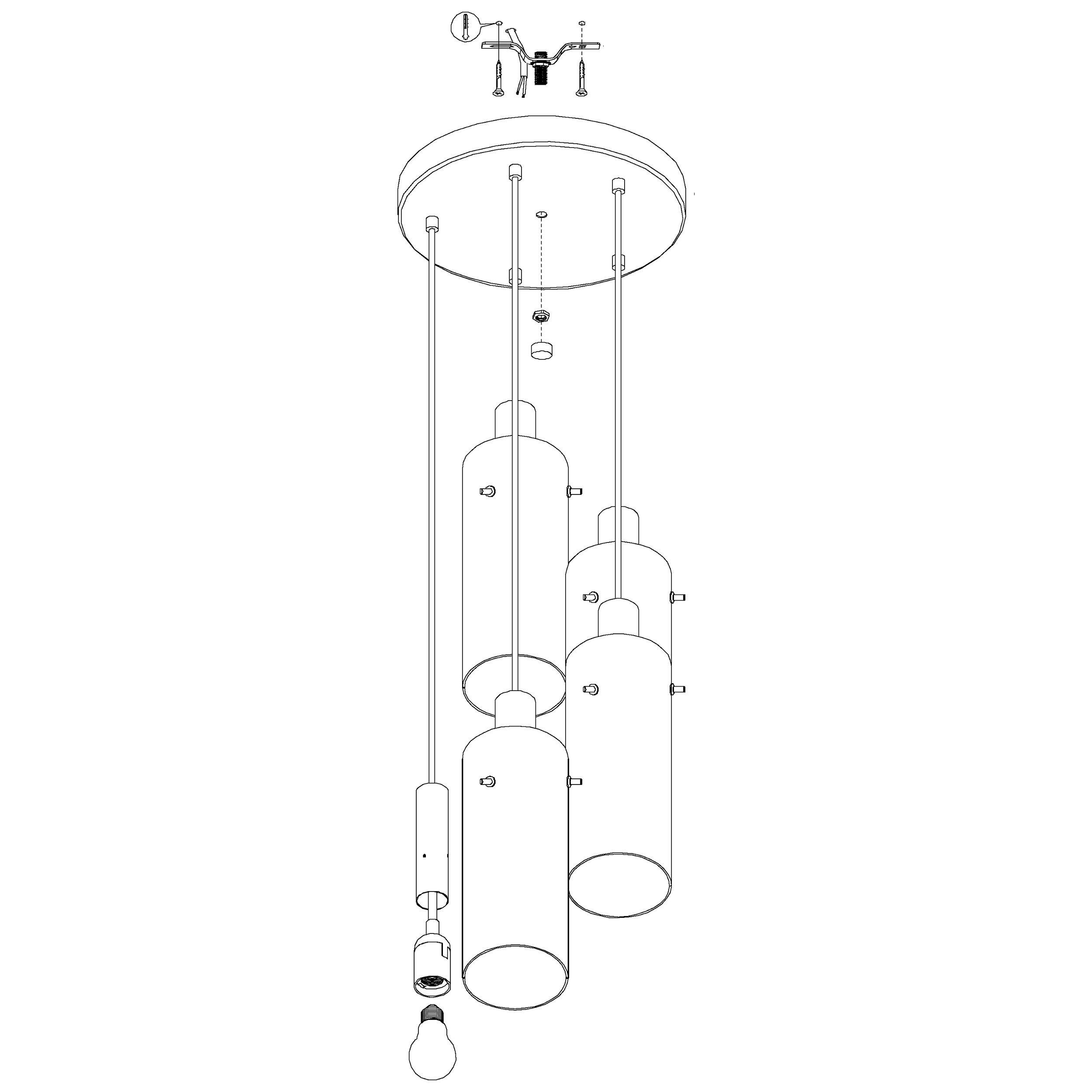 Suspension verre trspt MONTEFINO E27 5X60W