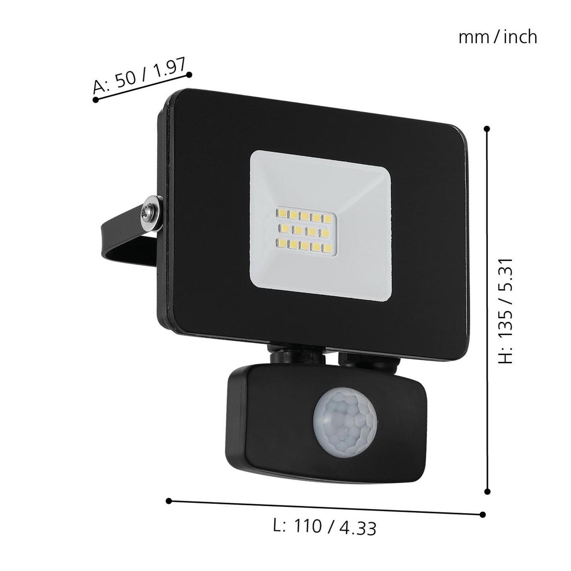 Projecteur extérieur en métal noir FAEDO 3 LED INT 10W avec détecteur