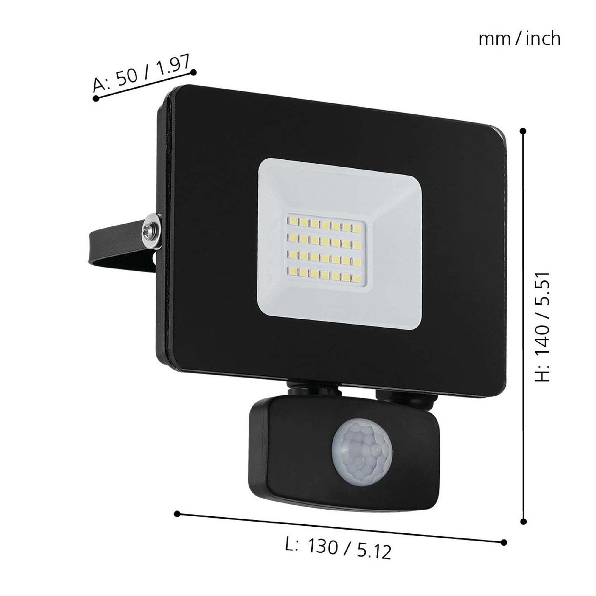 Projecteur extérieur en métal noir FAEDO 3 LED INT 21W avec détecteur