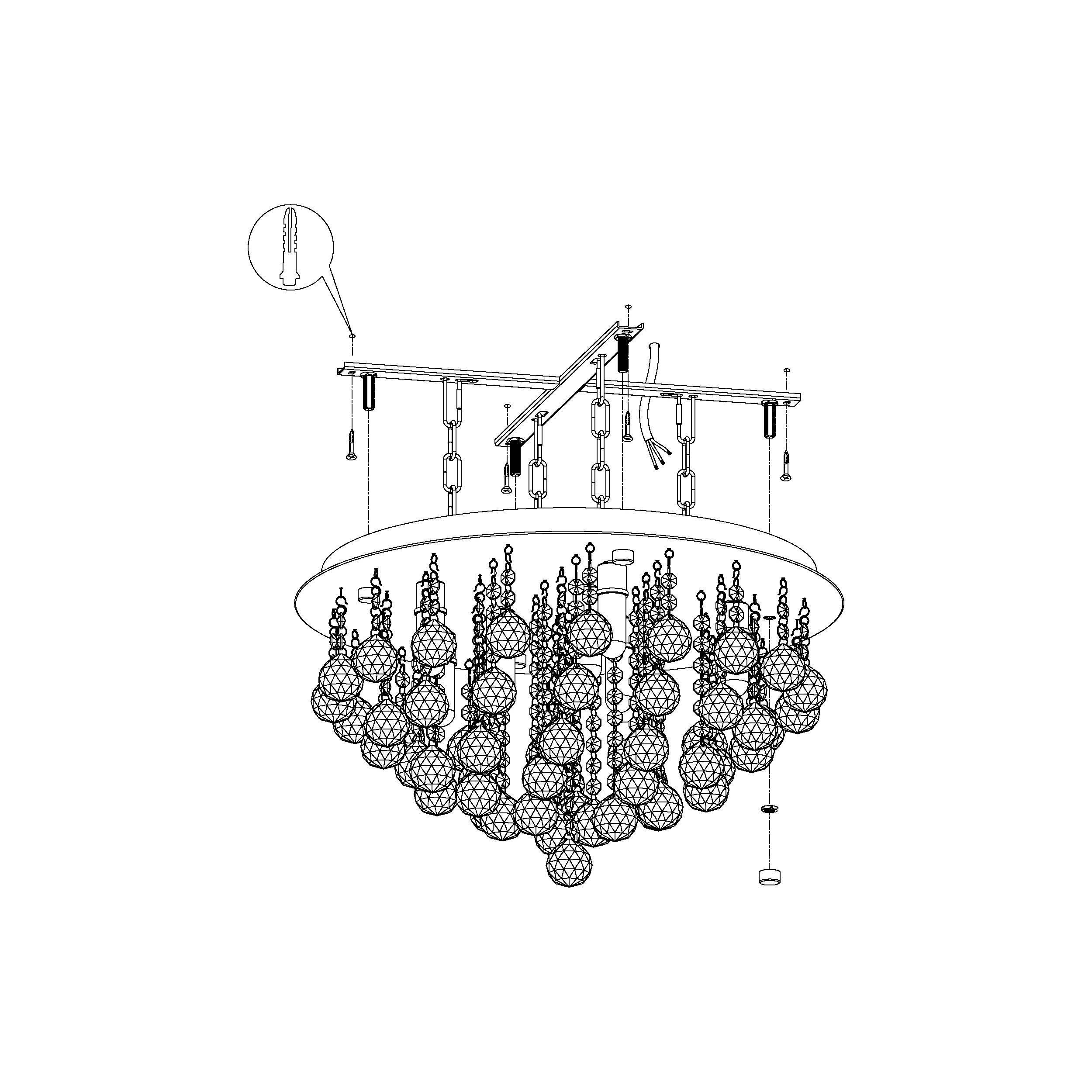 Plafonnier salle de bain en verre et métal argenté ALMONTE G9 8X3W