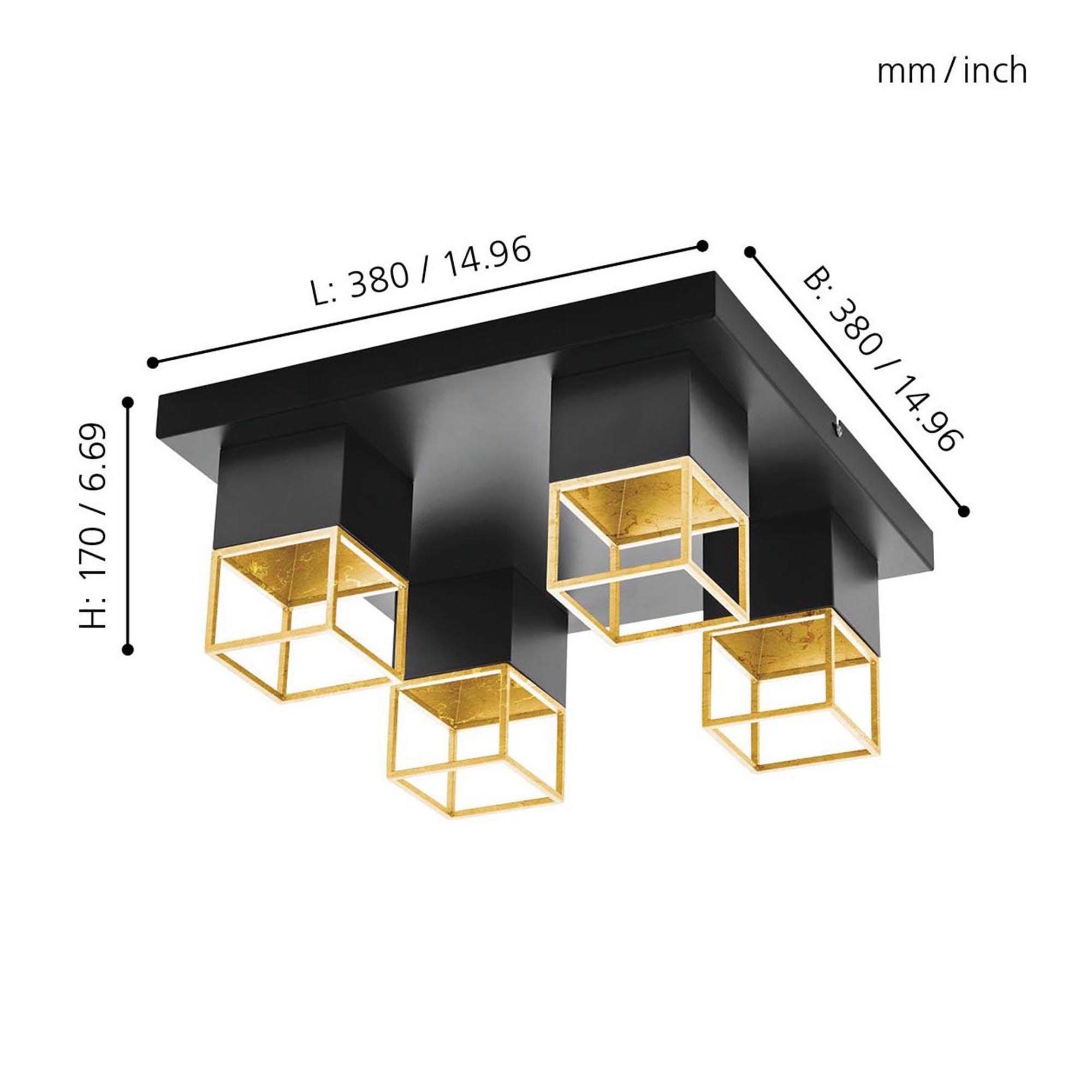 Plafonnier métal noir MONTEBALDO GU10 4X4,5W