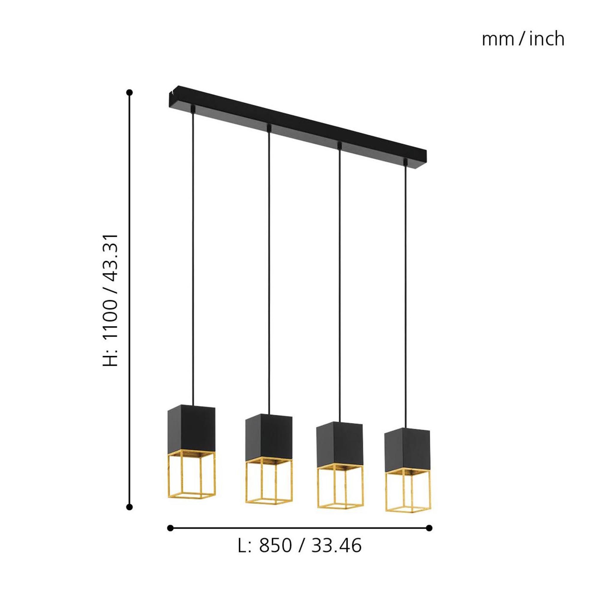 Suspension métal noir MONTEBALDO GU10 4X4,5W