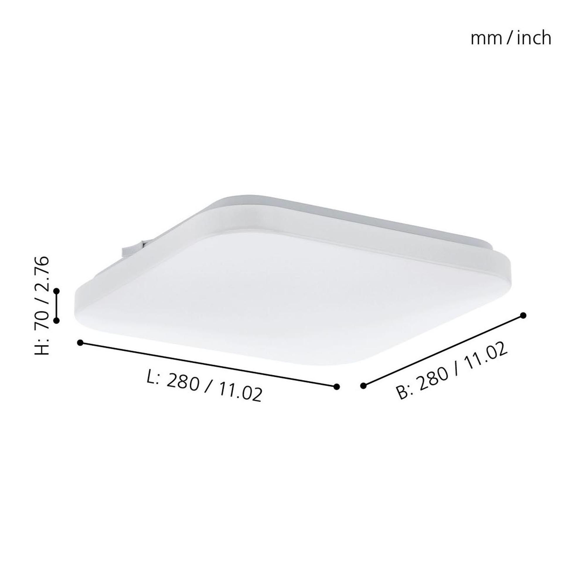 Plafonnier plastique blanc FRANIA Carré 28X28CM LED INT 10W