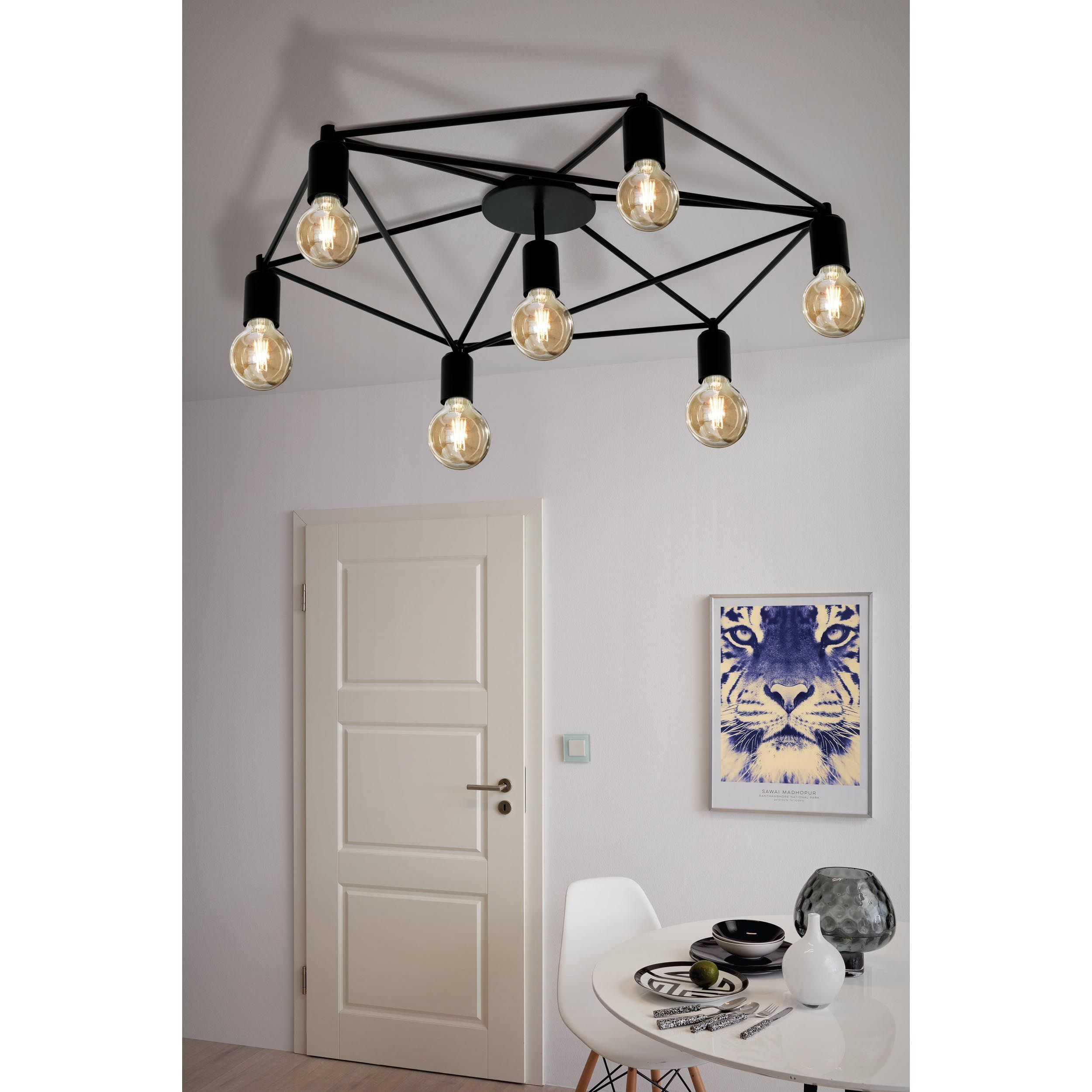 Plafonnier métal noir STAITI E27 7X60W