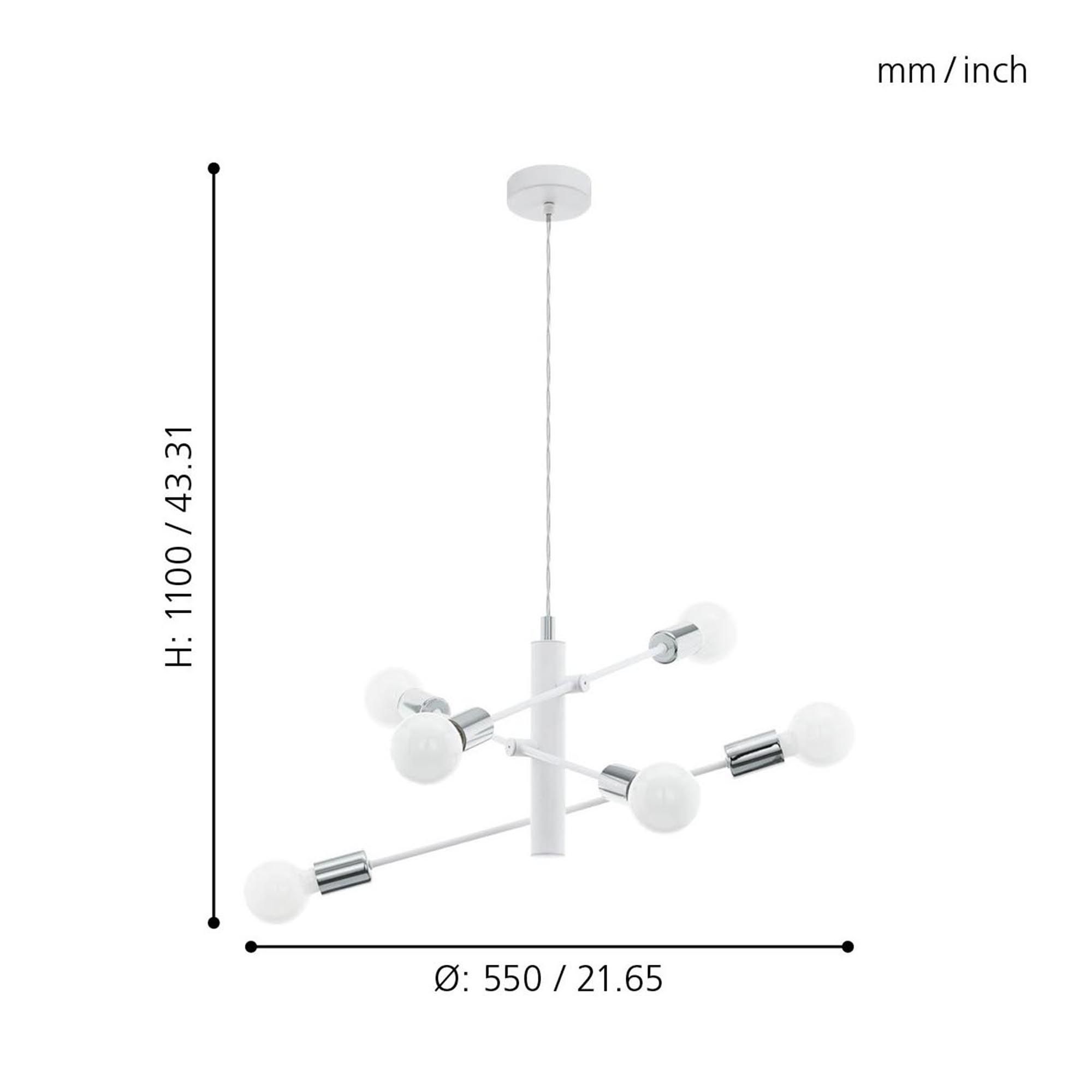 Suspension métal blanc GRADOLI E27 6X60W