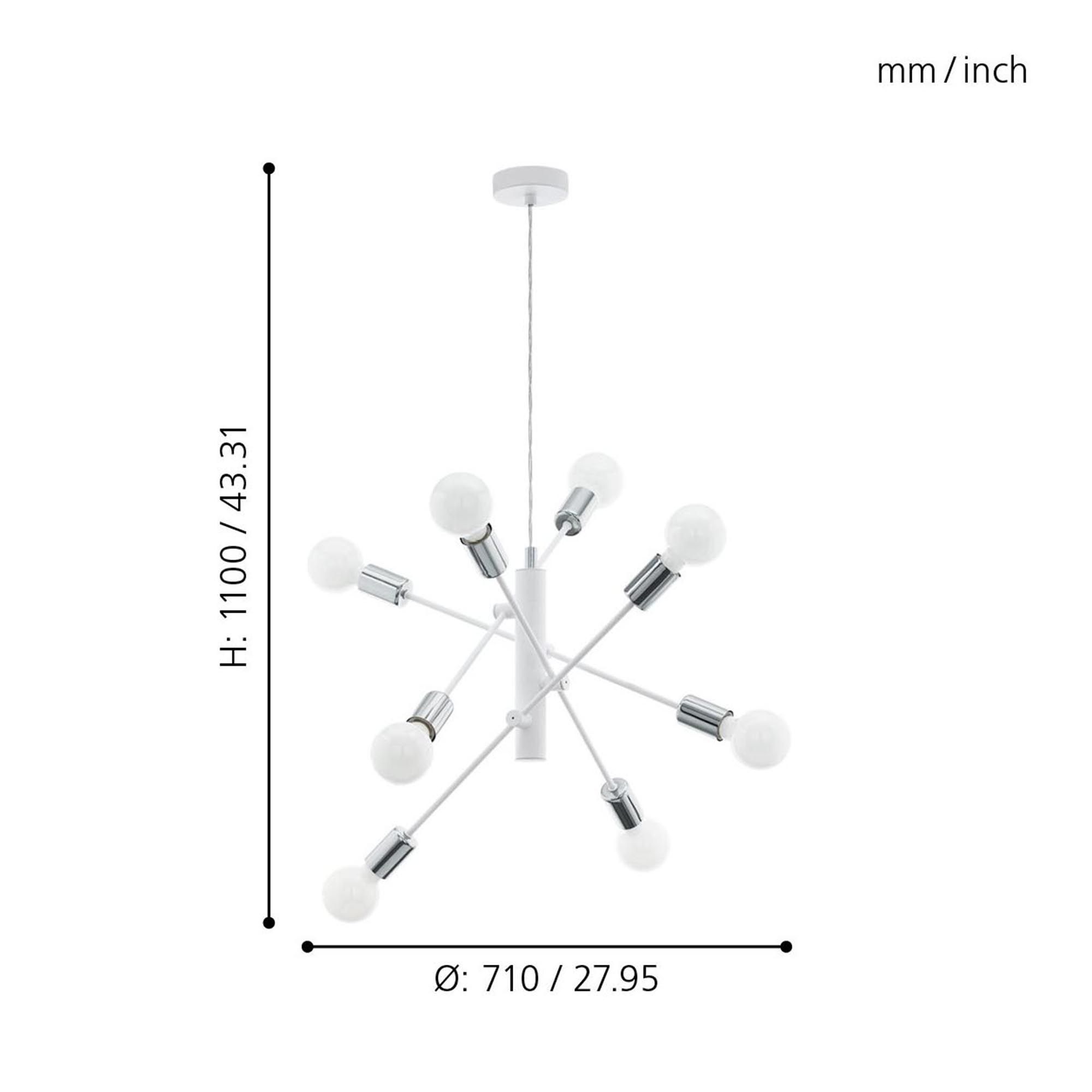 Suspension métal blanc GRADOLI E27 8X60W