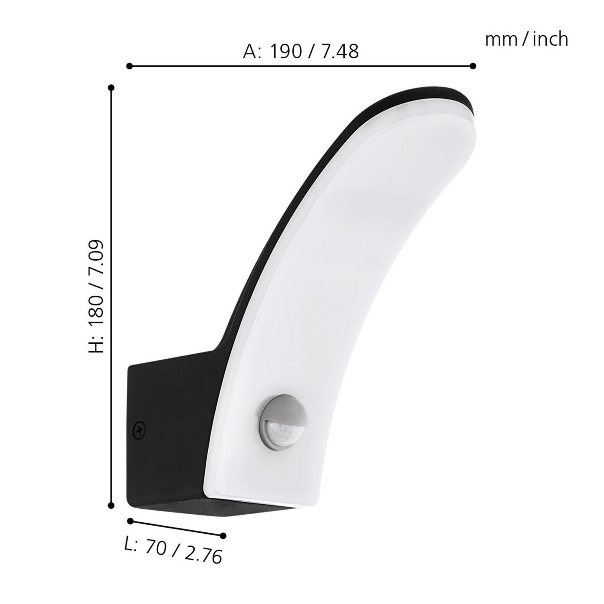 Applique extérieure en métal noir FIUMICINO LED INT 11,5W