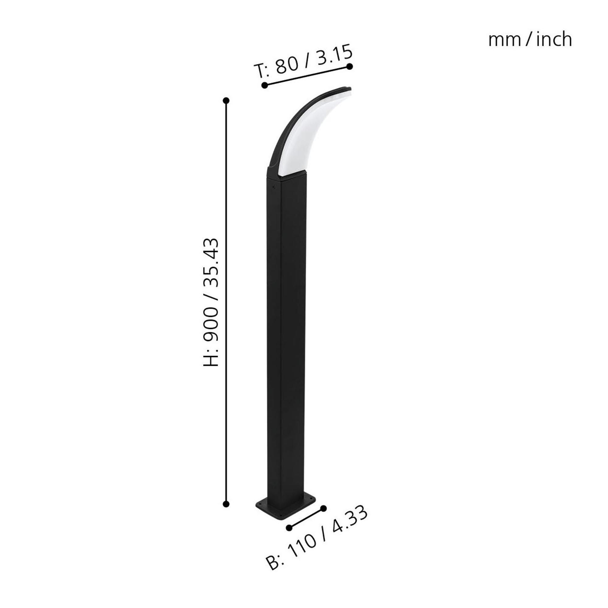 Potelet extérieur en métal noir FIUMICINO LED INT 11,5W