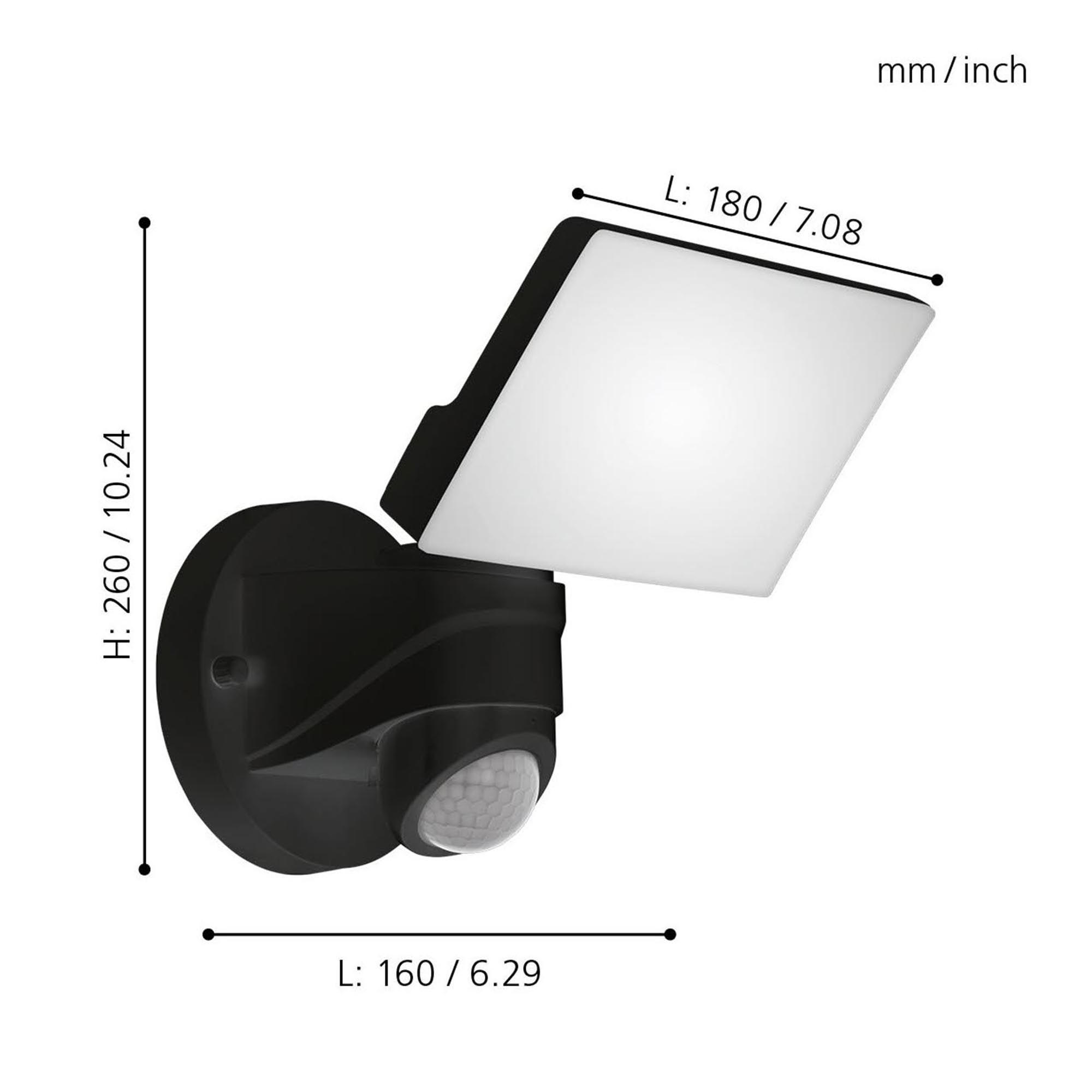 Applique extérieure plastique noir PAGINO H26,5CM LED INT 1X11,5W