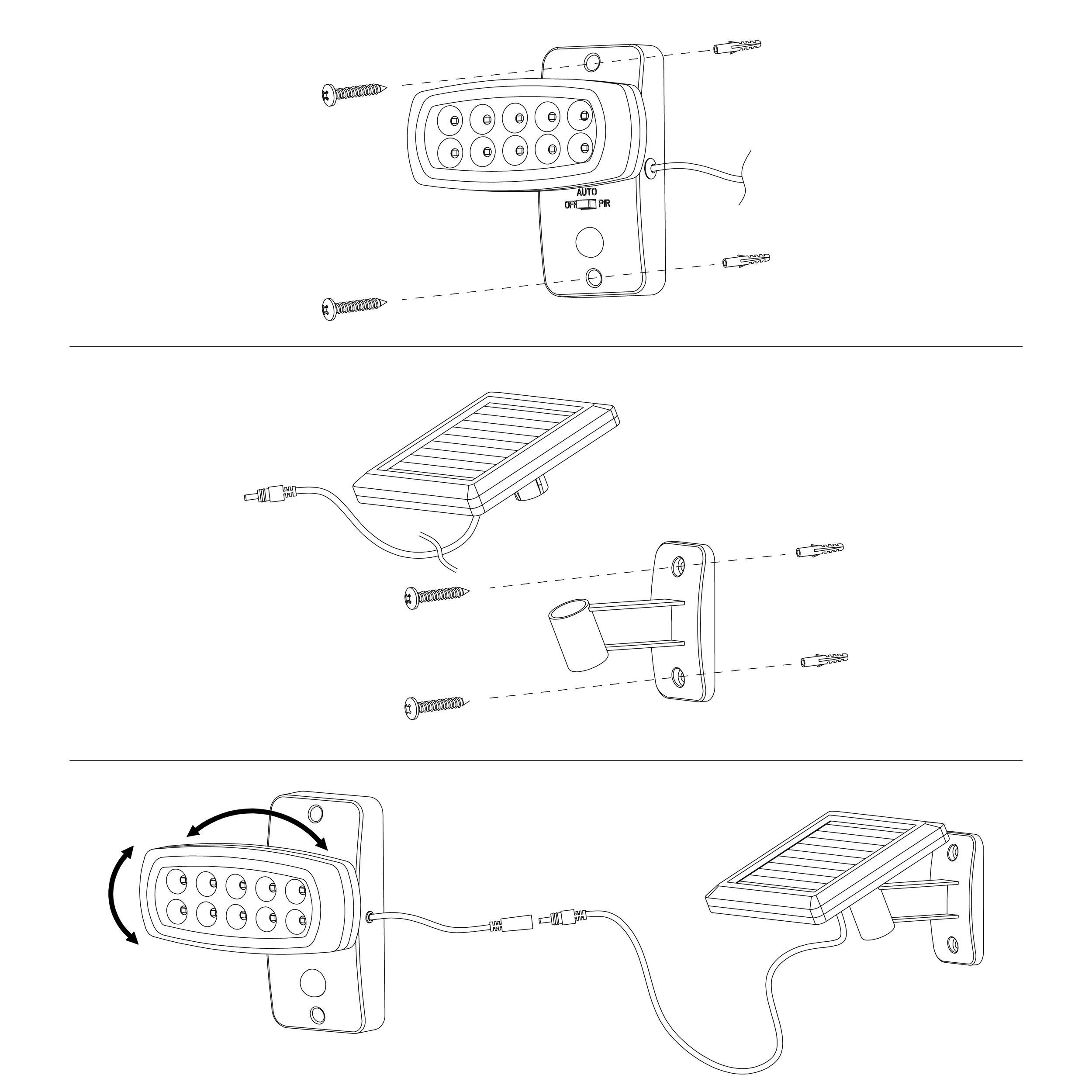 Applique extérieure plastique noir PALIZZI LED INT 1X2W