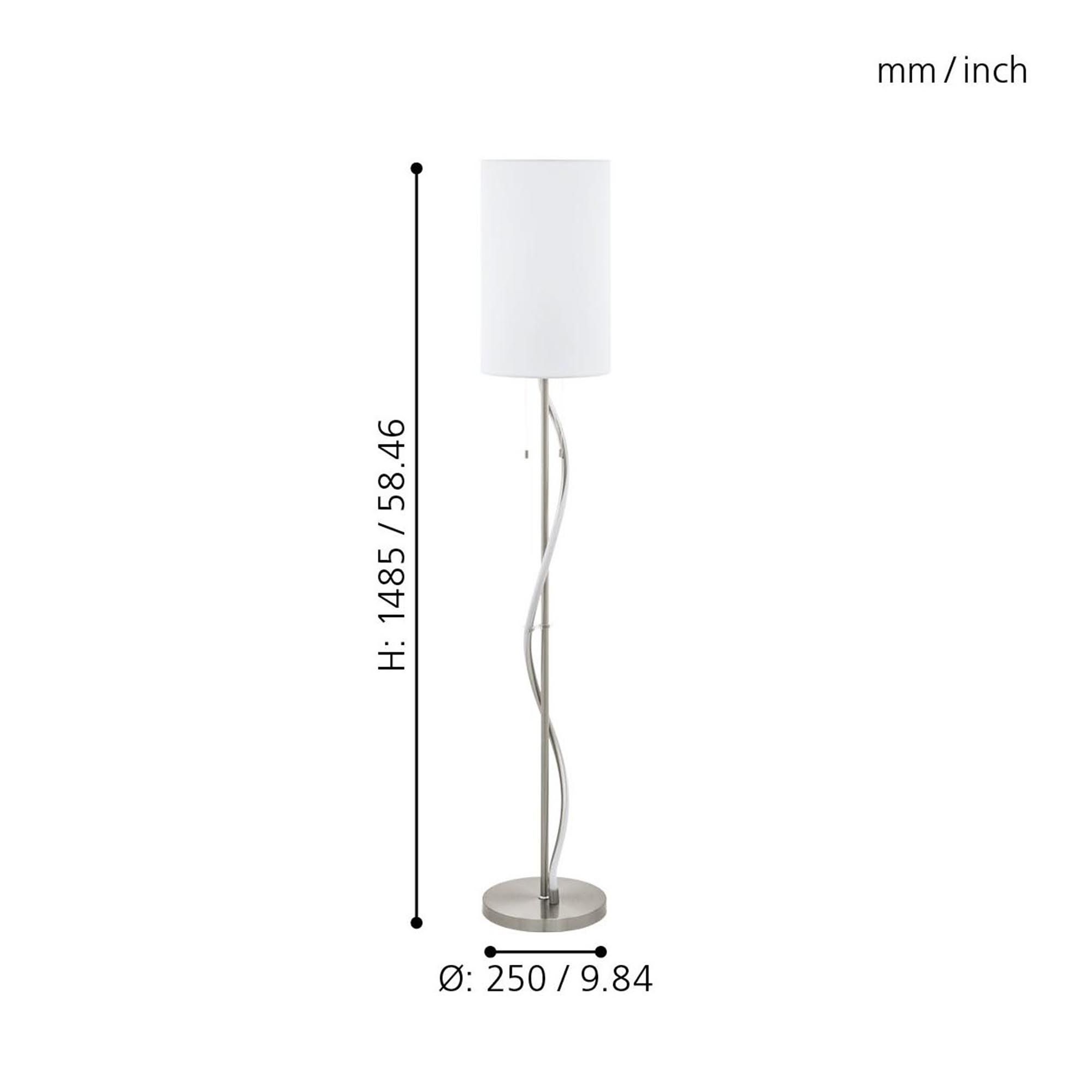 Lampadaire métal nickel mat ESPARTAL E27 1X60W