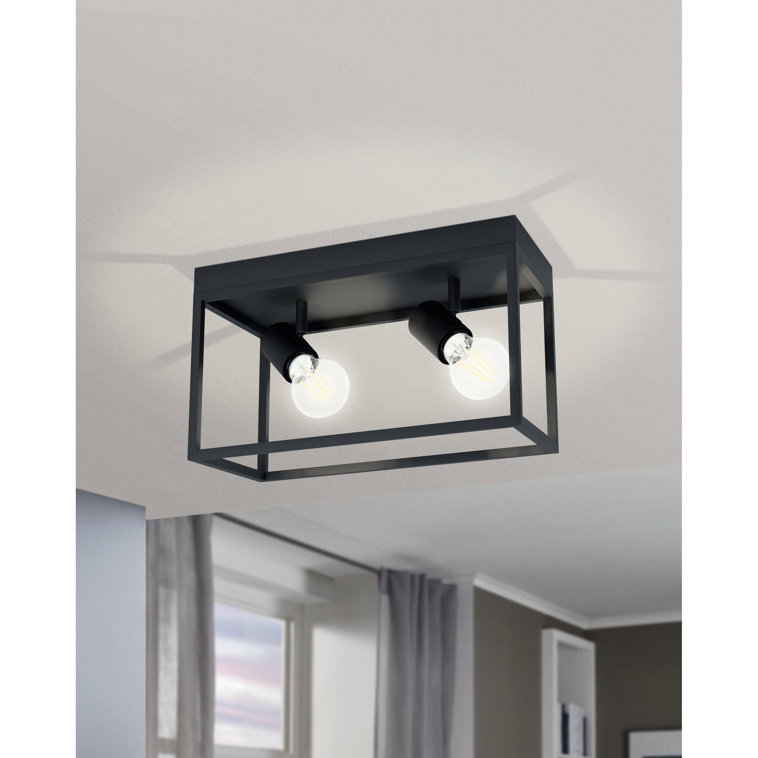 Plafonnier métal noir SILENTINA E27 2X40W