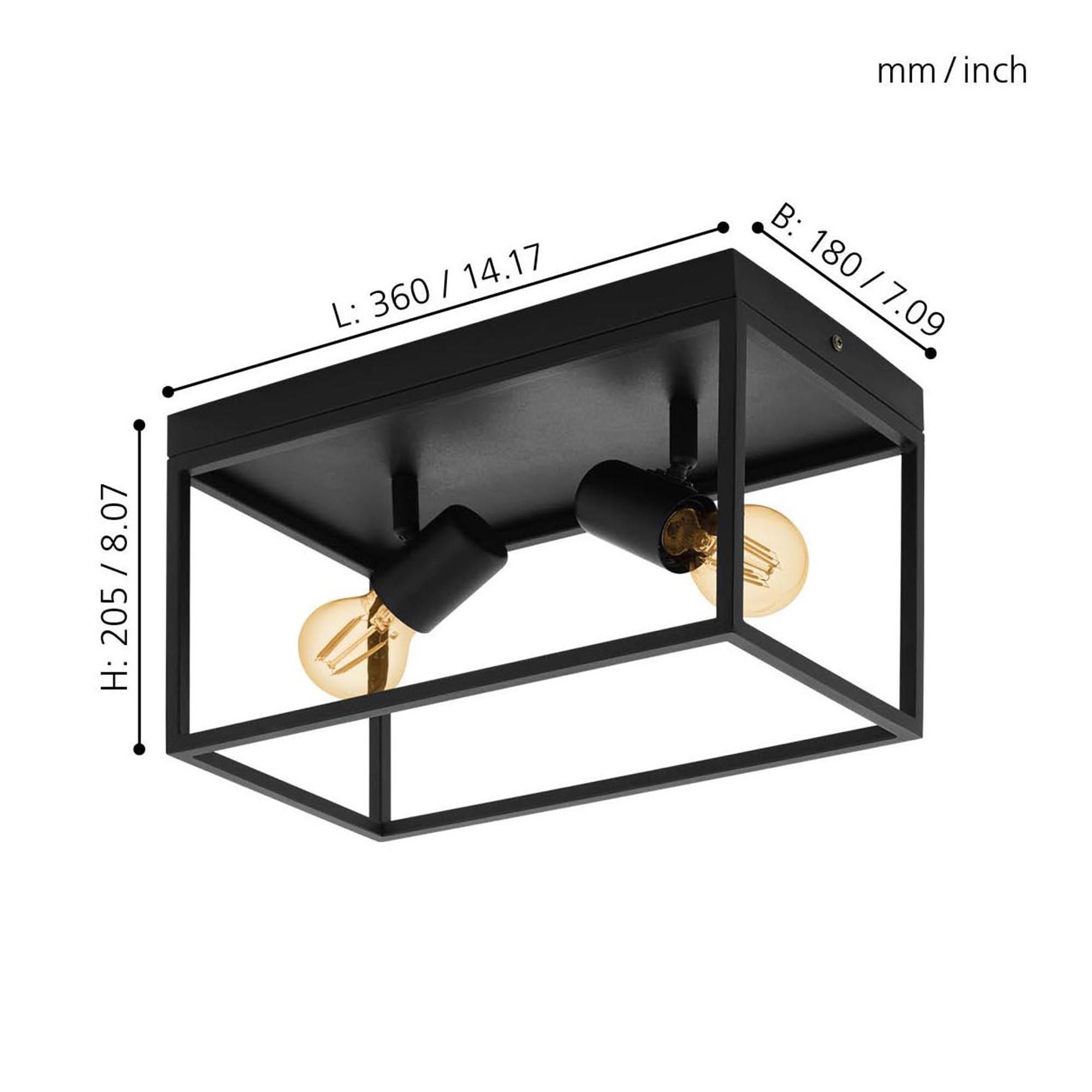 Plafonnier métal noir SILENTINA E27 2X40W